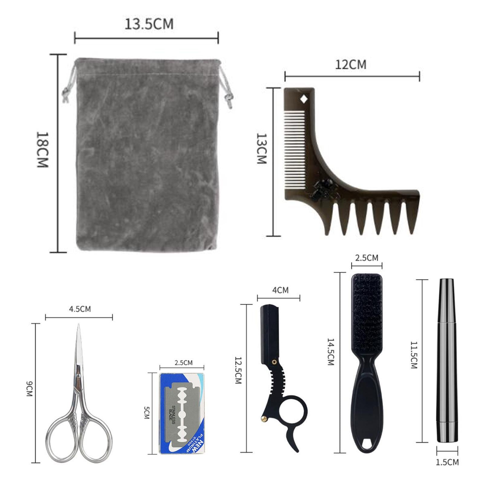 Beard Comb Set Grooming Scissors Styling Combs Wide Tooth Comb for Men Black