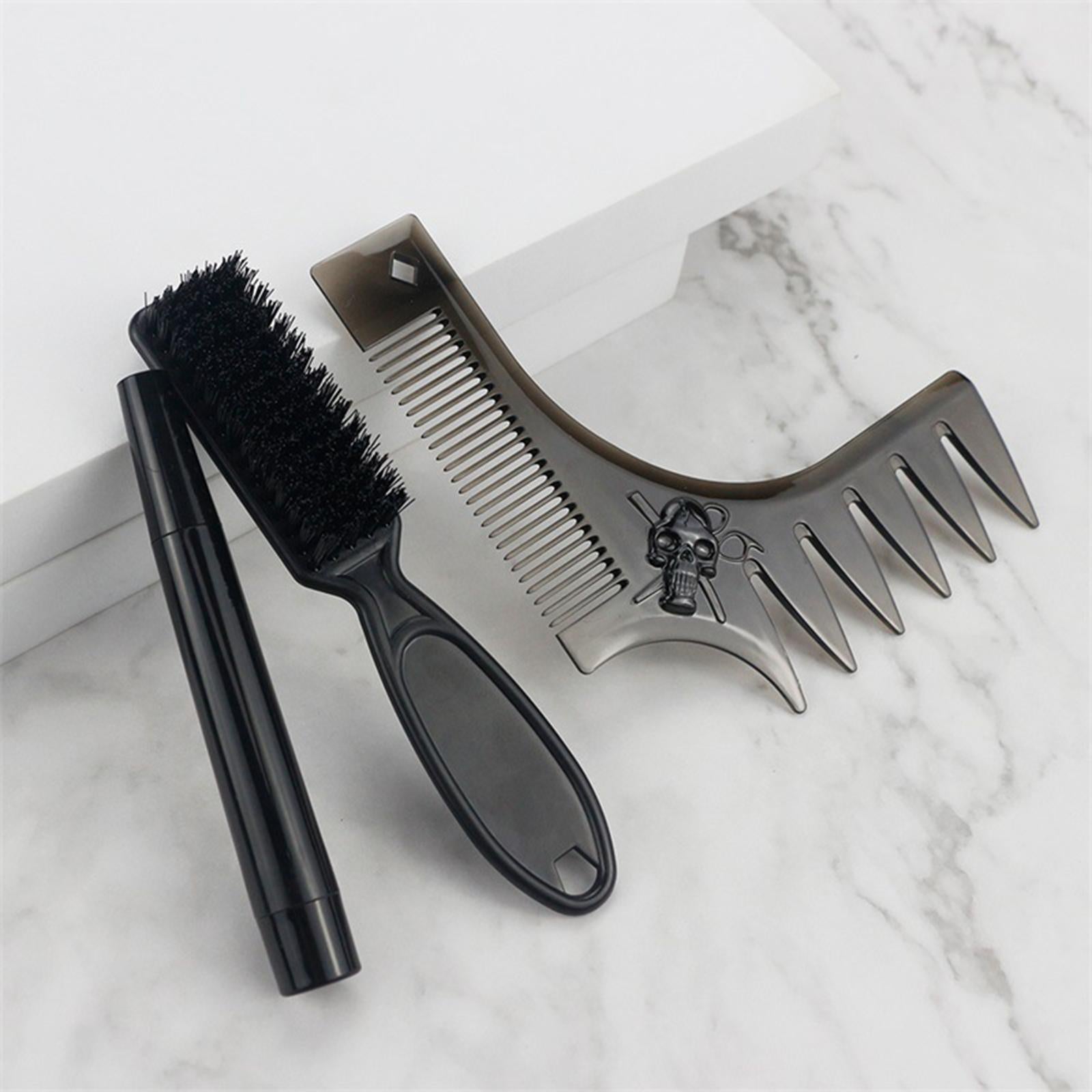 Beard Comb Set Grooming Scissors Styling Combs Wide Tooth Comb for Men Brown