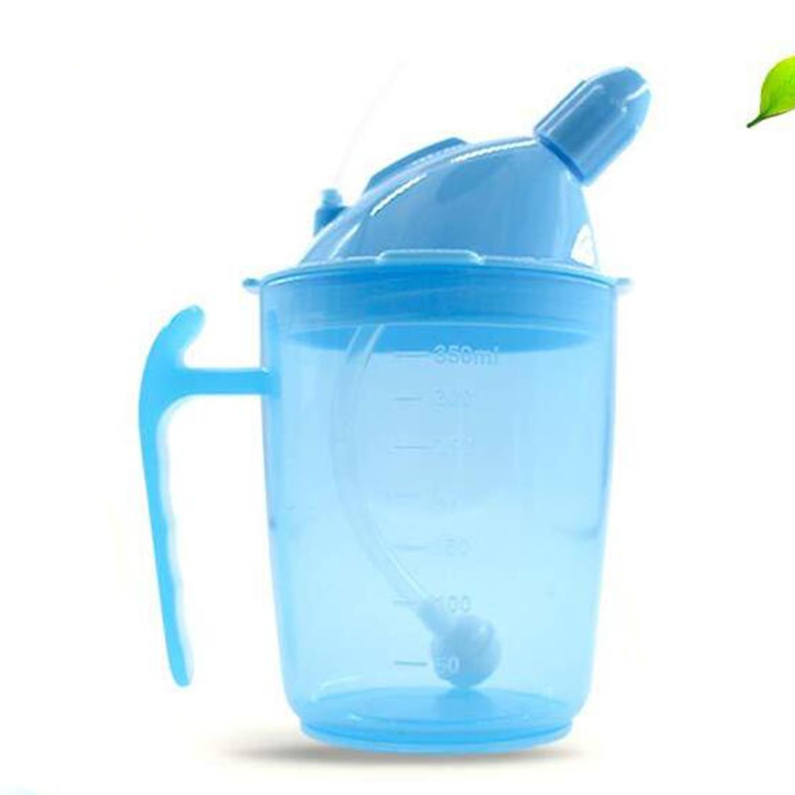 Straw Cup Dustproof Drinking Aids for Maternity Elderly Disabled Patient Blue