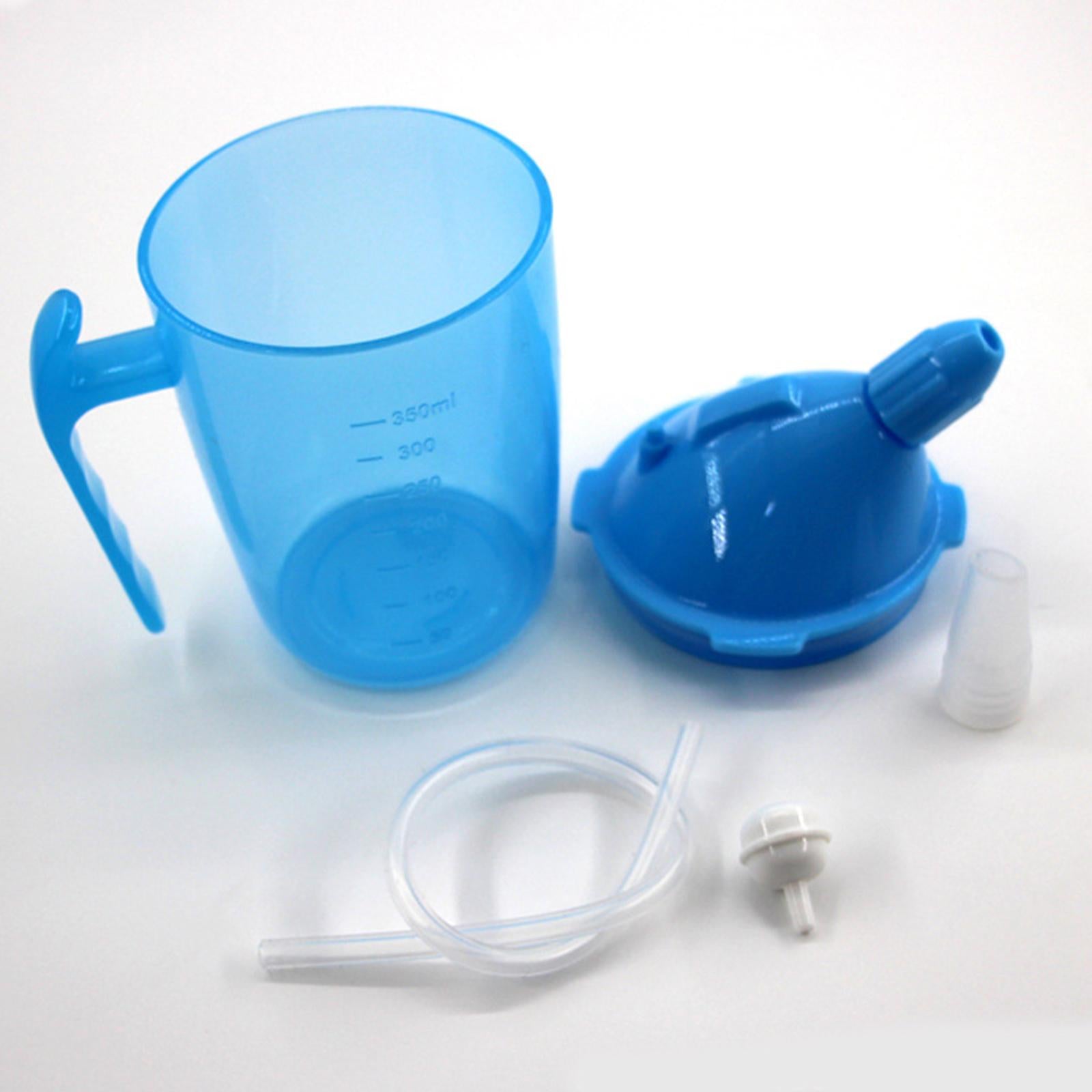 Straw Cup Dustproof Drinking Aids for Maternity Elderly Disabled Patient Blue