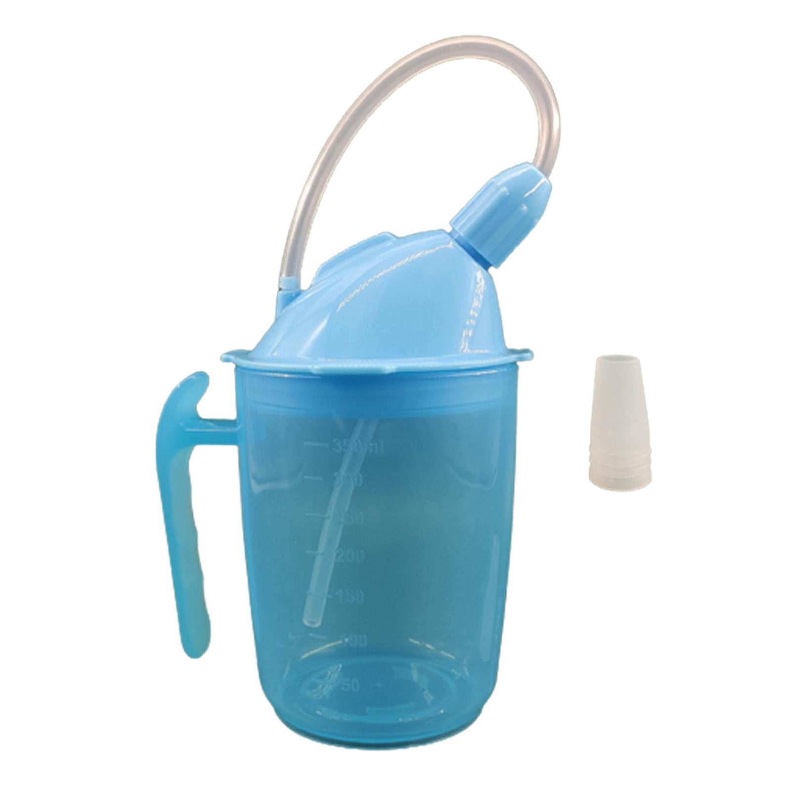 Straw Cup Dustproof Drinking Aids for Maternity Elderly Disabled Patient Blue