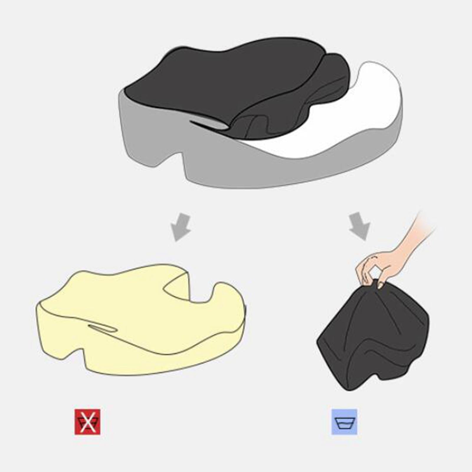 Memory Foam Seat Cushion Washable Cover Comfort for Office Vertebrae Massage Black Mesh