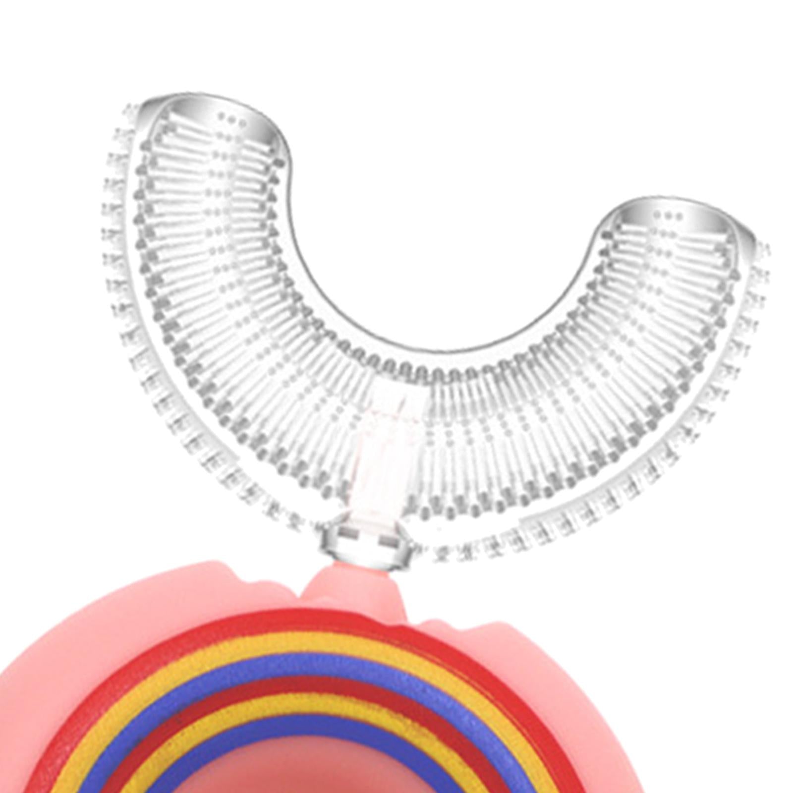U-Shaped Toothbrush Convenient Brush Head Manual Toothbrush for Baby Kids Pink 2-6 Years Old