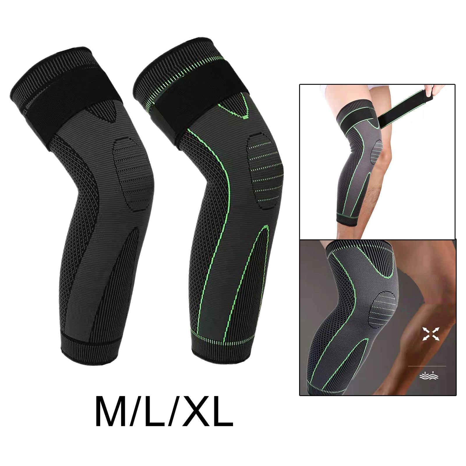 Knee Support Brace Pressure Bandage Knee Pads Meniscus Tear Sports Green M
