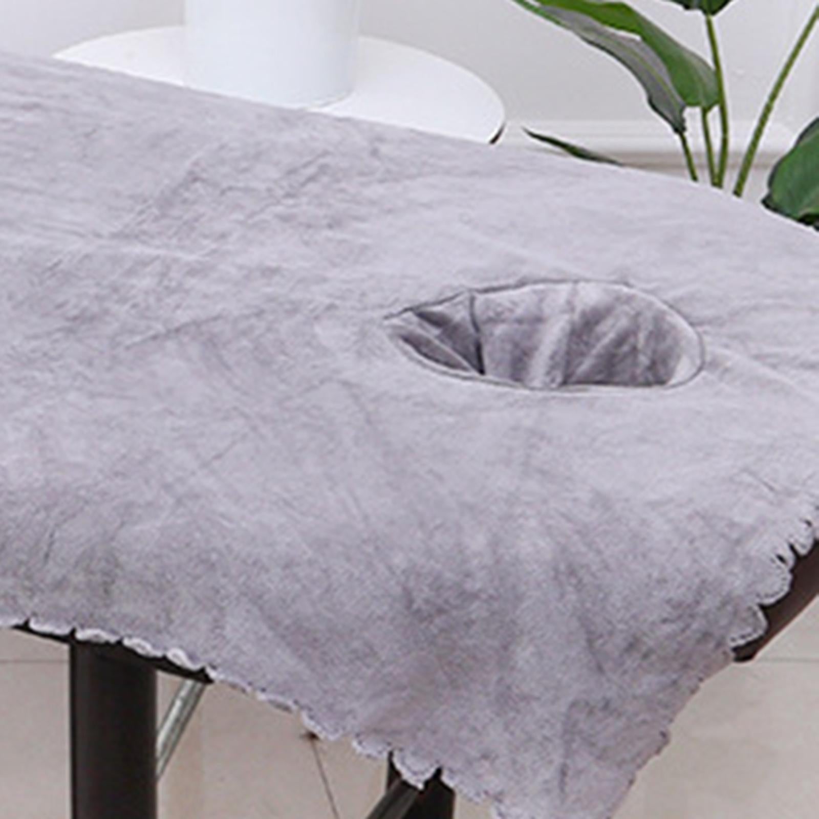 Massage Table Sheet Covers with Face Hole Polyester Fiber for Massage Bed Light Gray