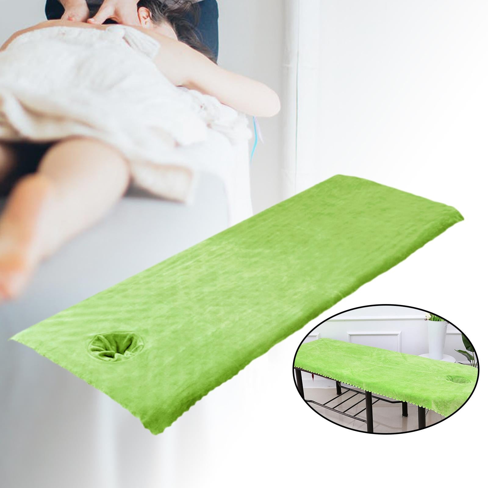 Massage Table Sheet Covers with Face Hole Polyester Fiber for Massage Bed Green