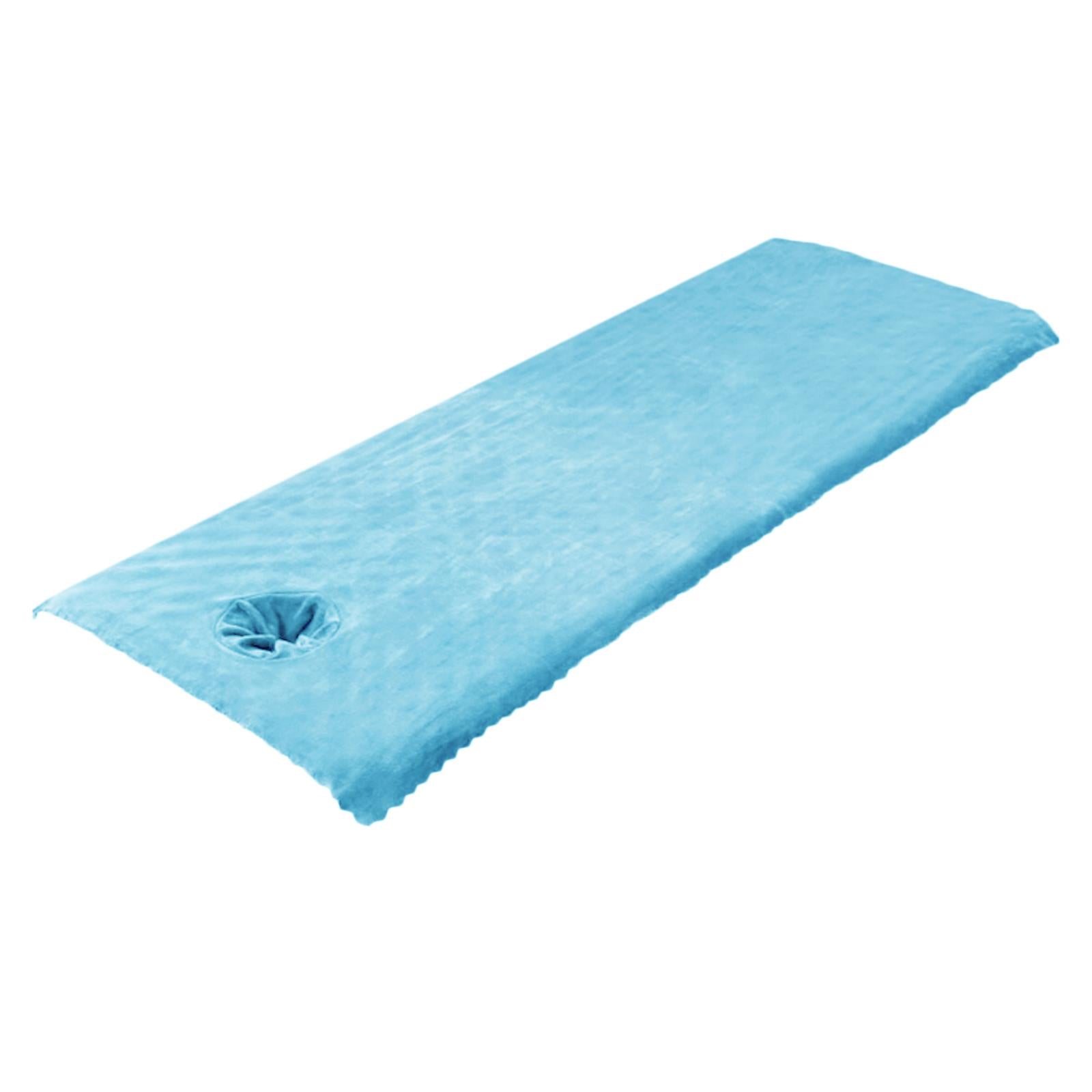 Massage Table Sheet Covers with Face Hole Polyester Fiber for Massage Bed Blue