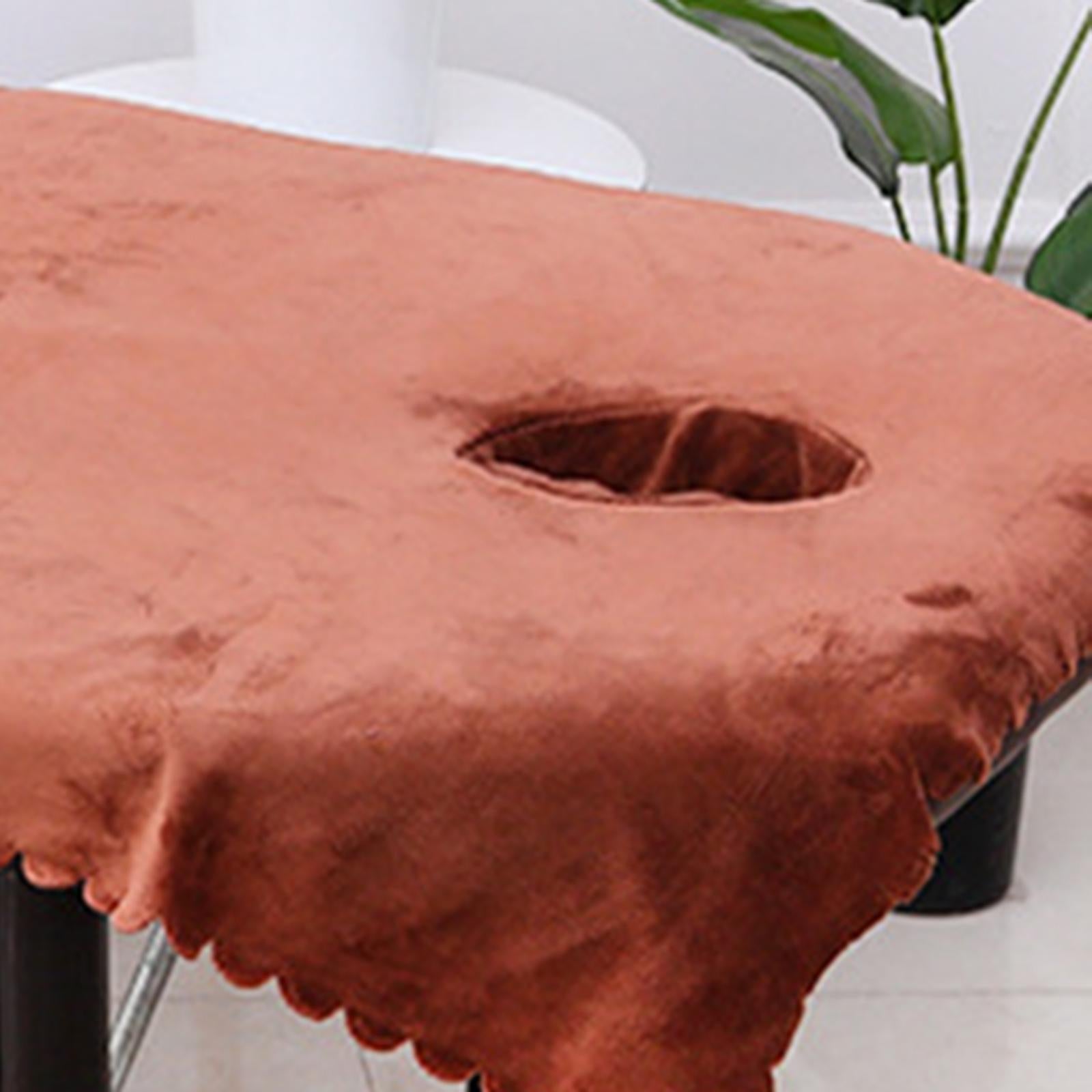 Massage Table Sheet Covers with Face Hole Polyester Fiber for Massage Bed Coffee