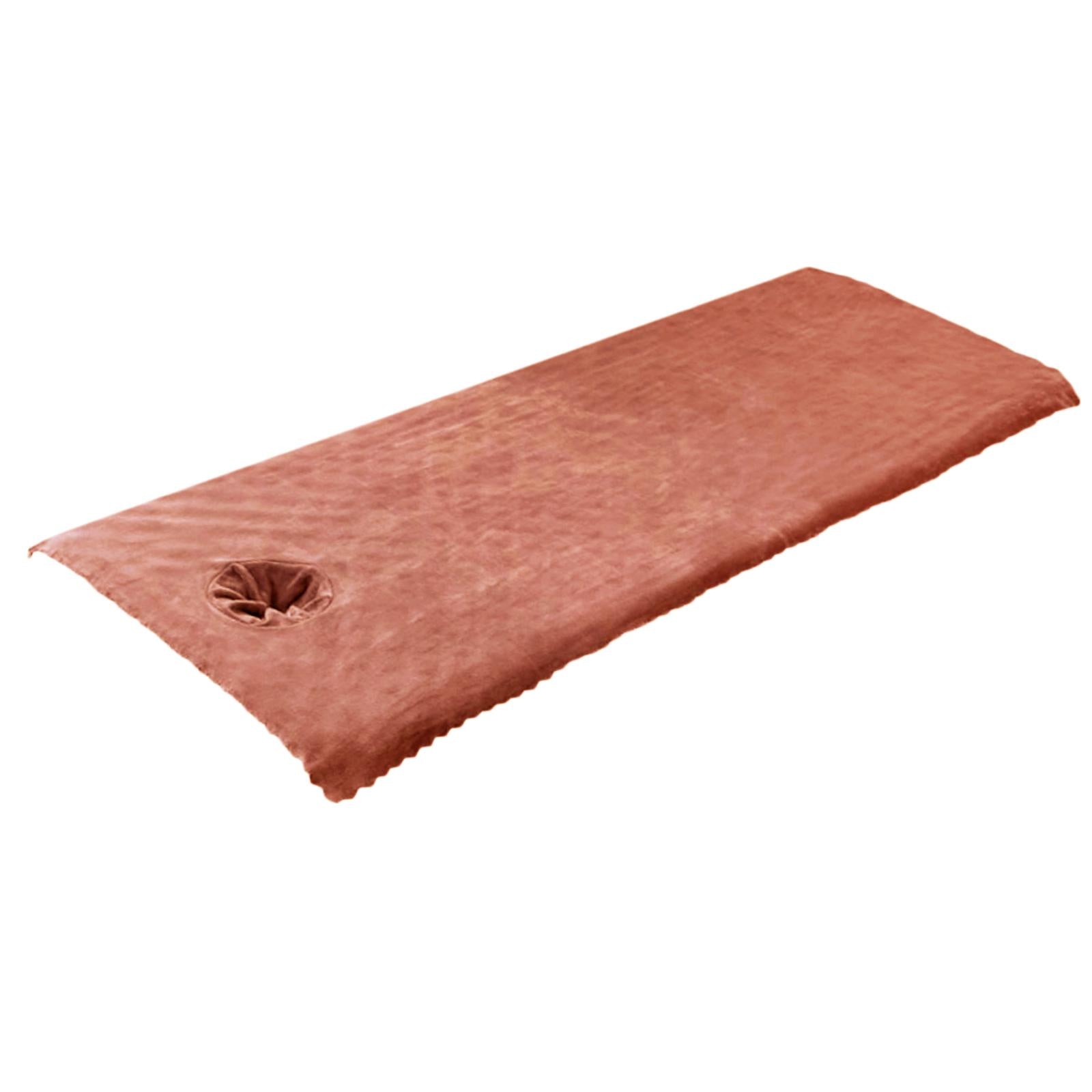 Massage Table Sheet Covers with Face Hole Polyester Fiber for Massage Bed Coffee
