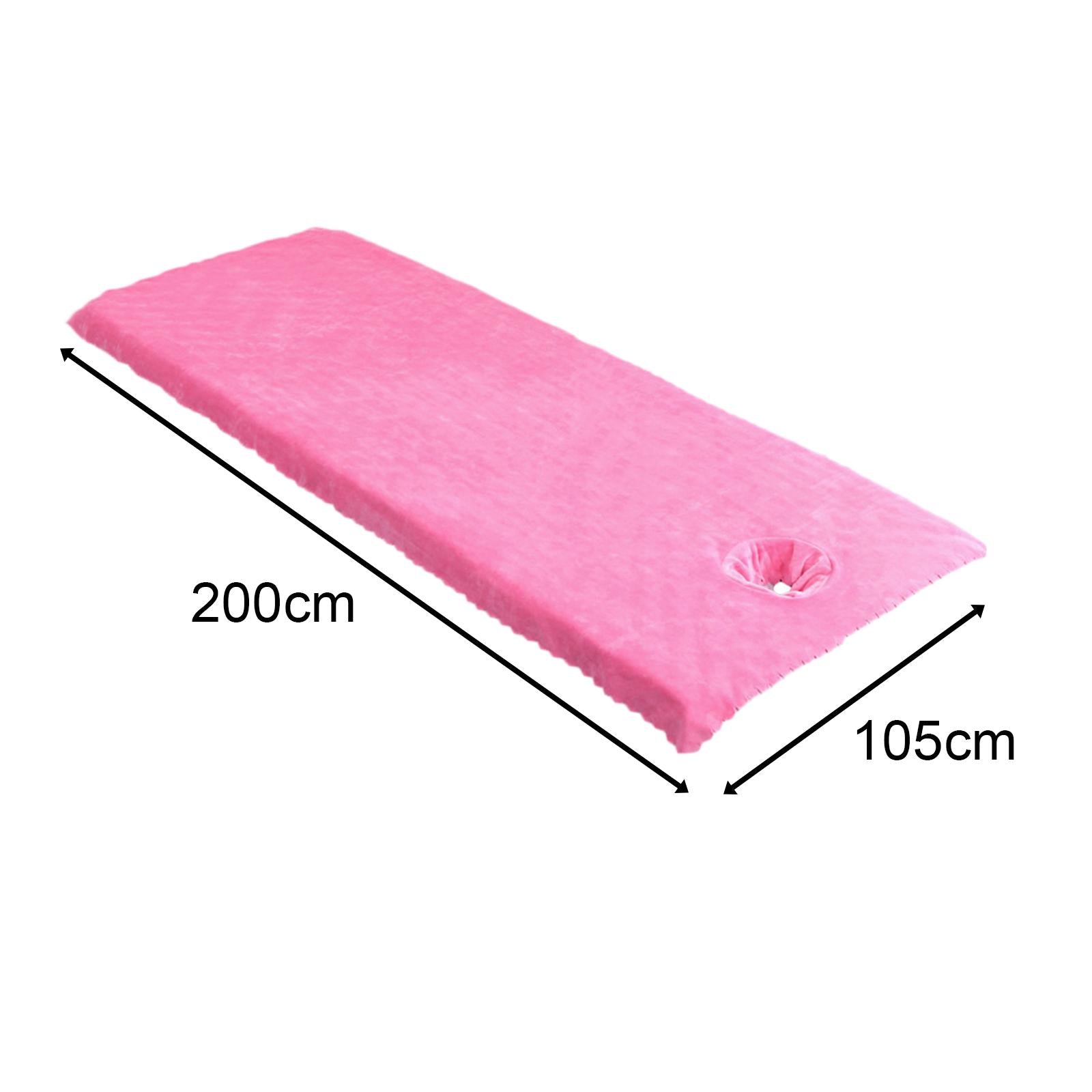 Massage Table Sheet Covers with Face Hole Polyester Fiber for Massage Bed Dark Pink
