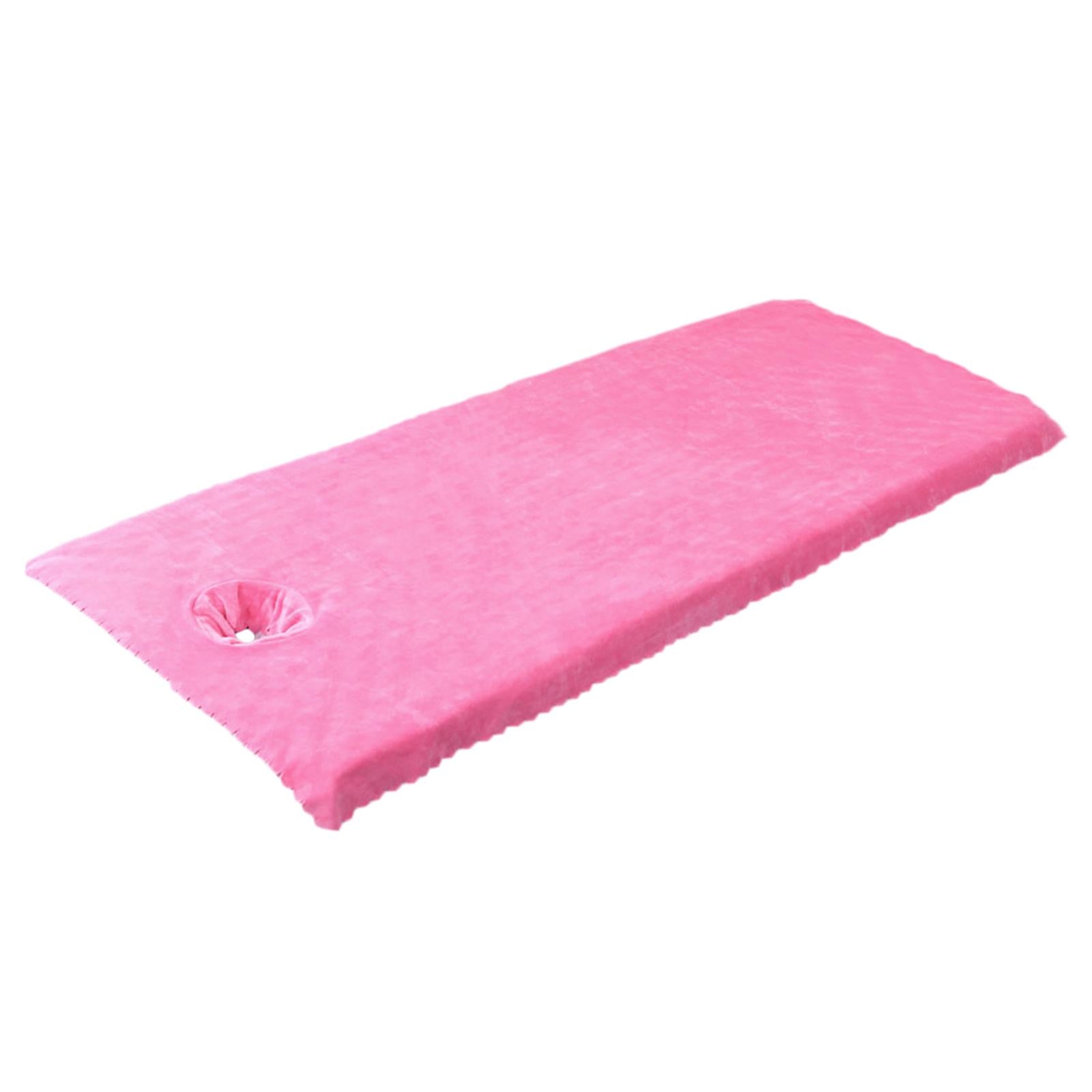 Massage Table Sheet Covers with Face Hole Polyester Fiber for Massage Bed Dark Pink
