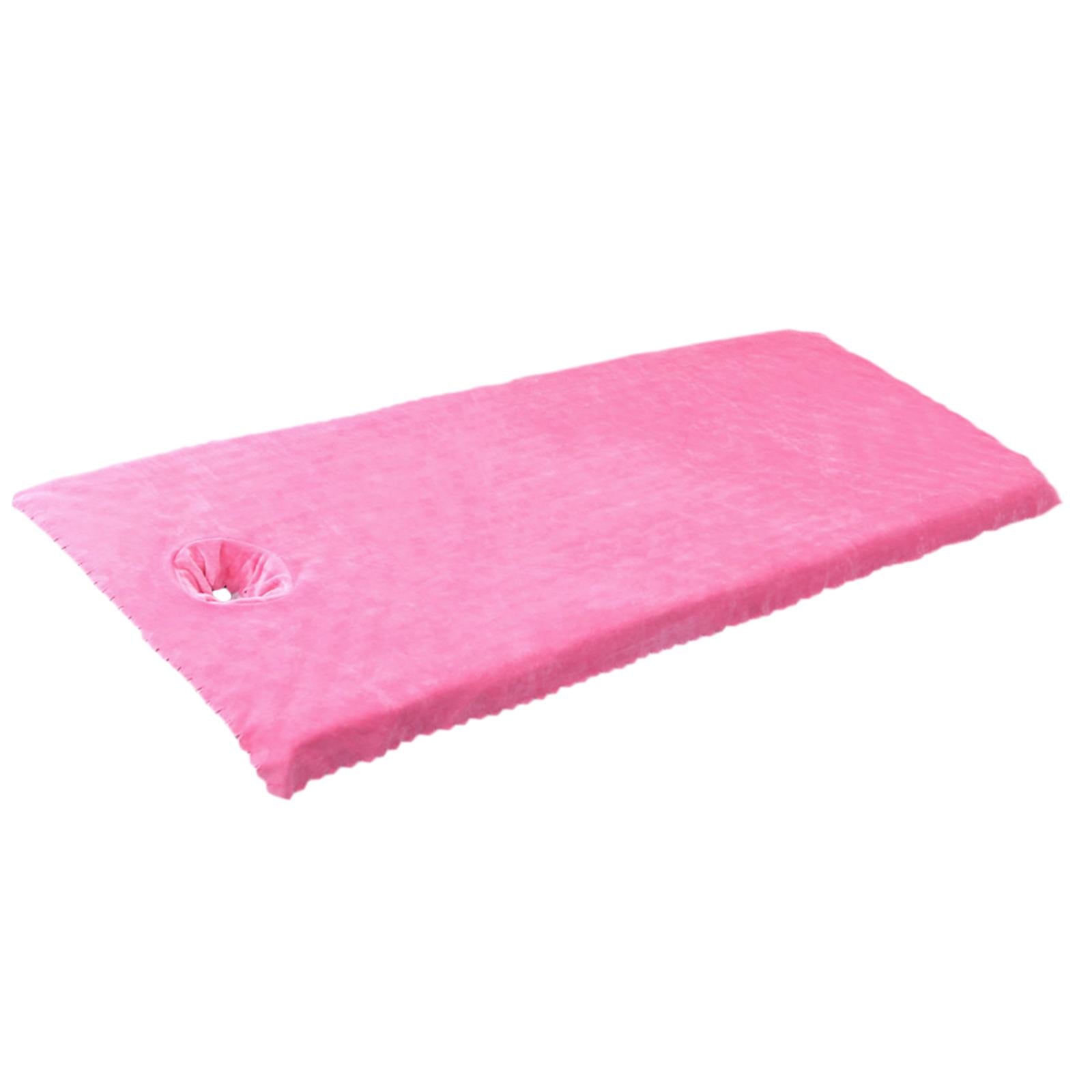 Massage Table Sheet Covers with Face Hole Polyester Fiber for Massage Bed Dark Pink