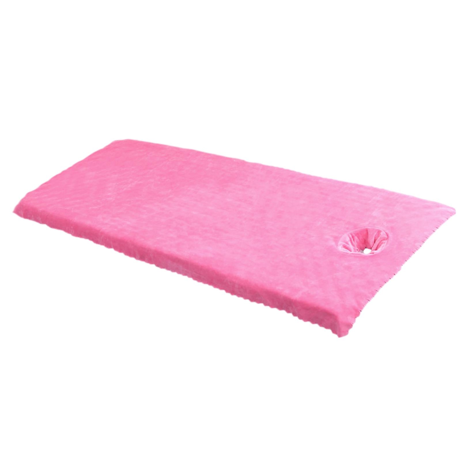Massage Table Sheet Covers with Face Hole Polyester Fiber for Massage Bed Dark Pink