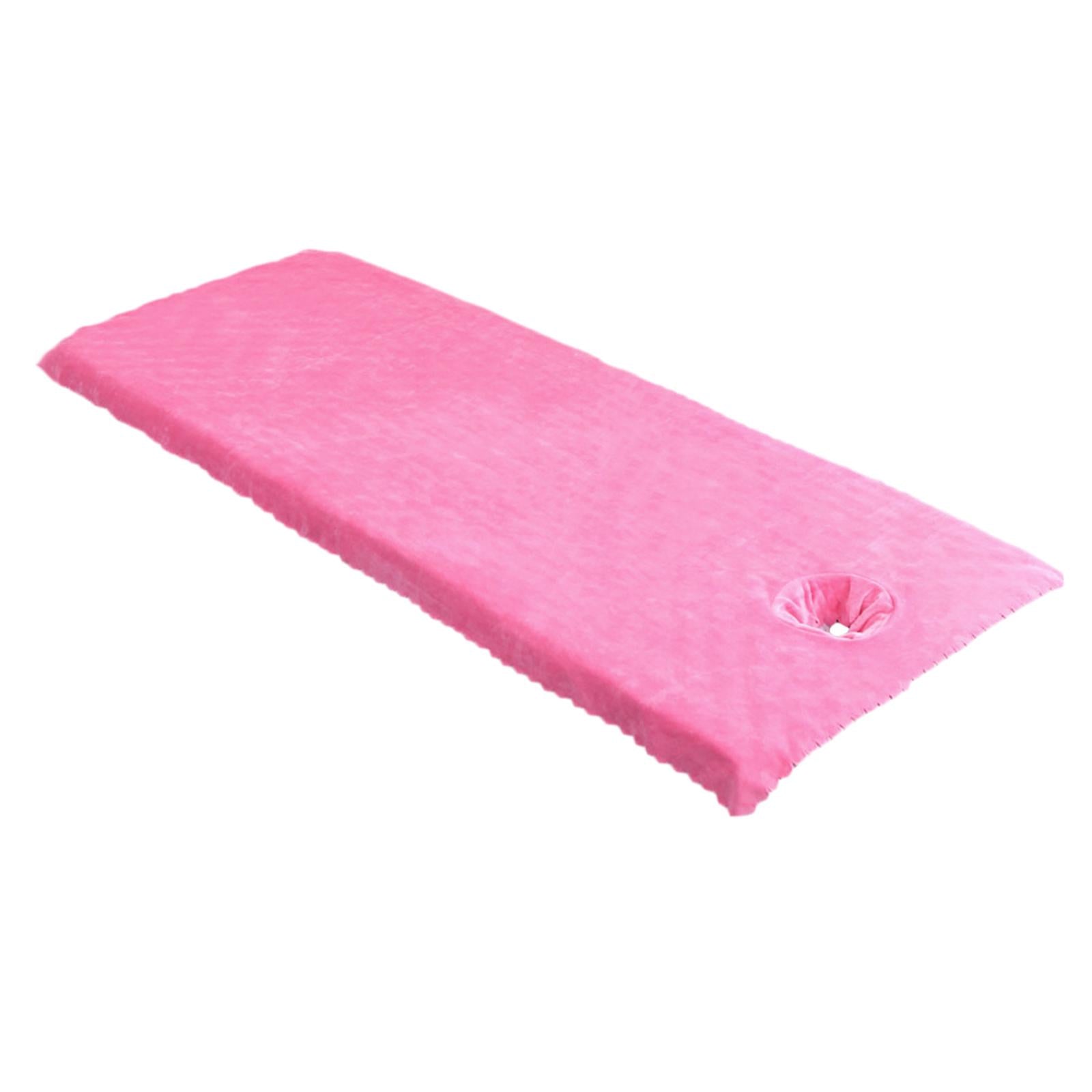 Massage Table Sheet Covers with Face Hole Polyester Fiber for Massage Bed Dark Pink