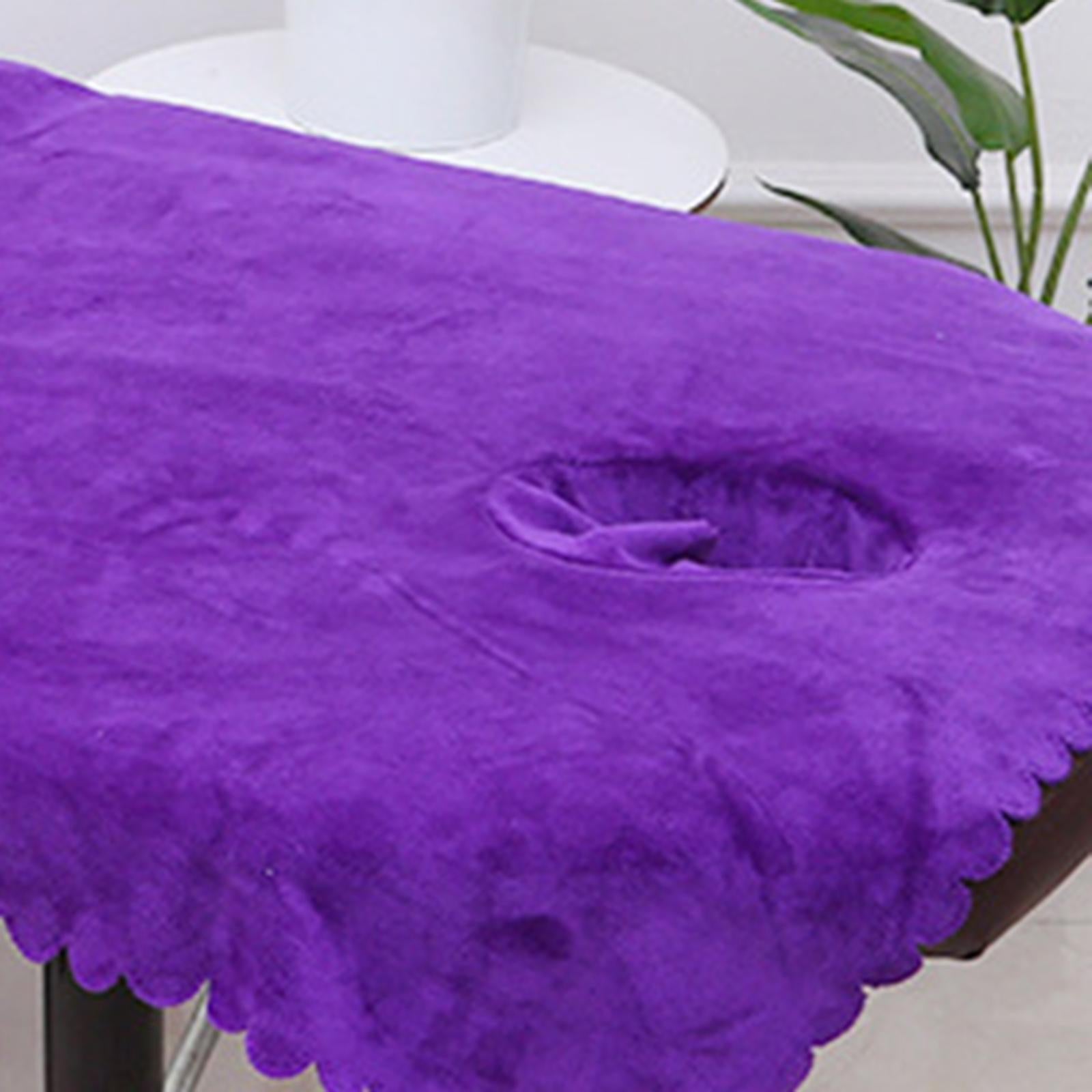 Massage Table Sheet Covers with Face Hole Polyester Fiber for Massage Bed Purple