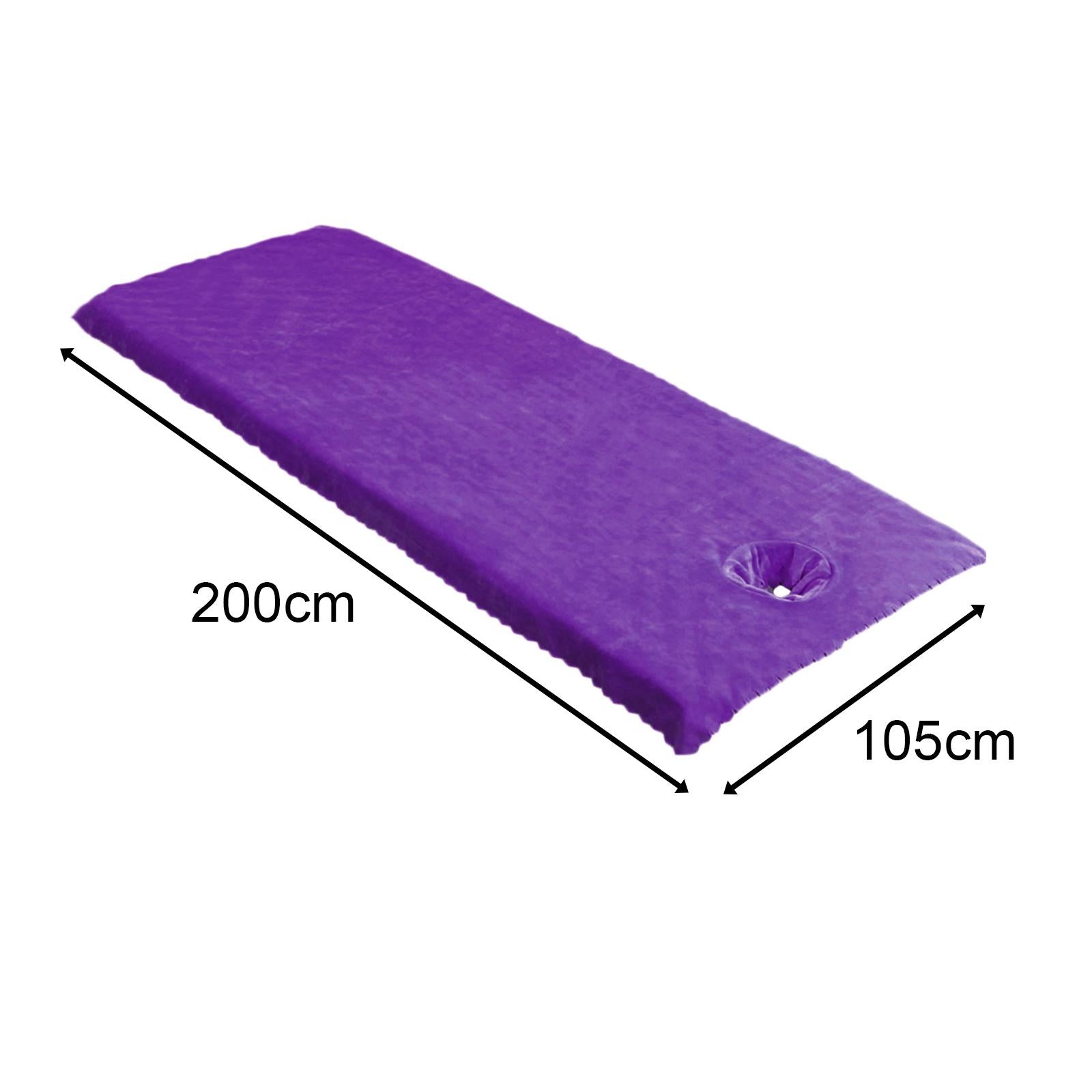 Massage Table Sheet Covers with Face Hole Polyester Fiber for Massage Bed Purple