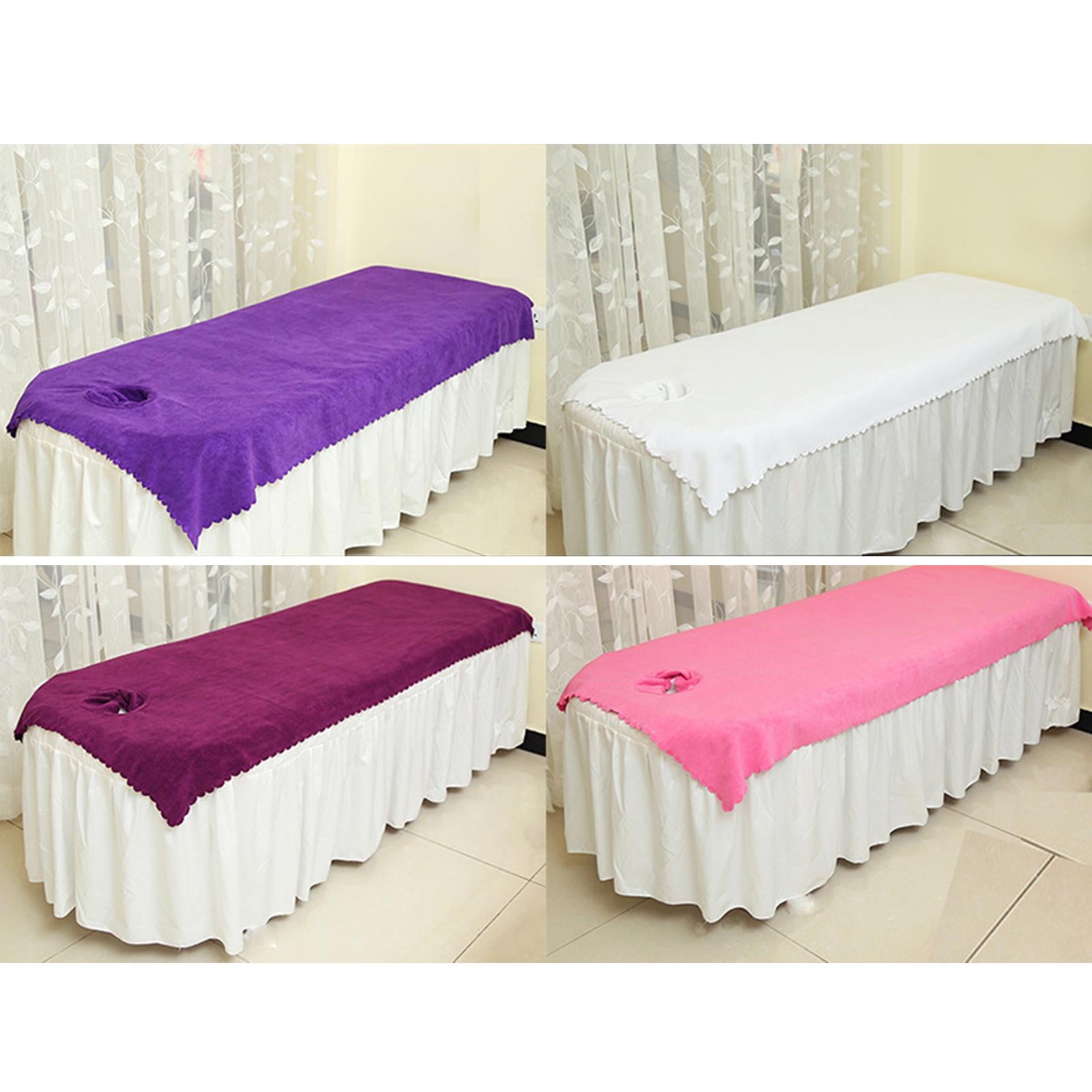 Massage Table Sheet Covers with Face Hole Polyester Fiber for Massage Bed Purple