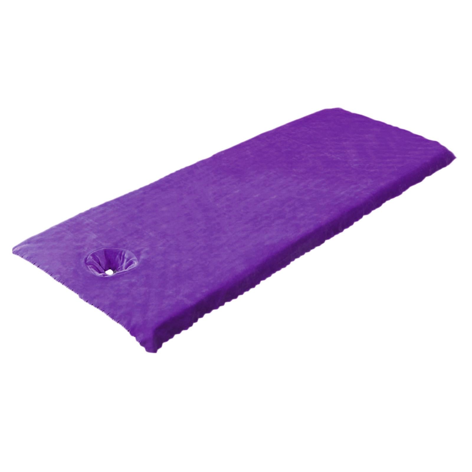 Massage Table Sheet Covers with Face Hole Polyester Fiber for Massage Bed Purple