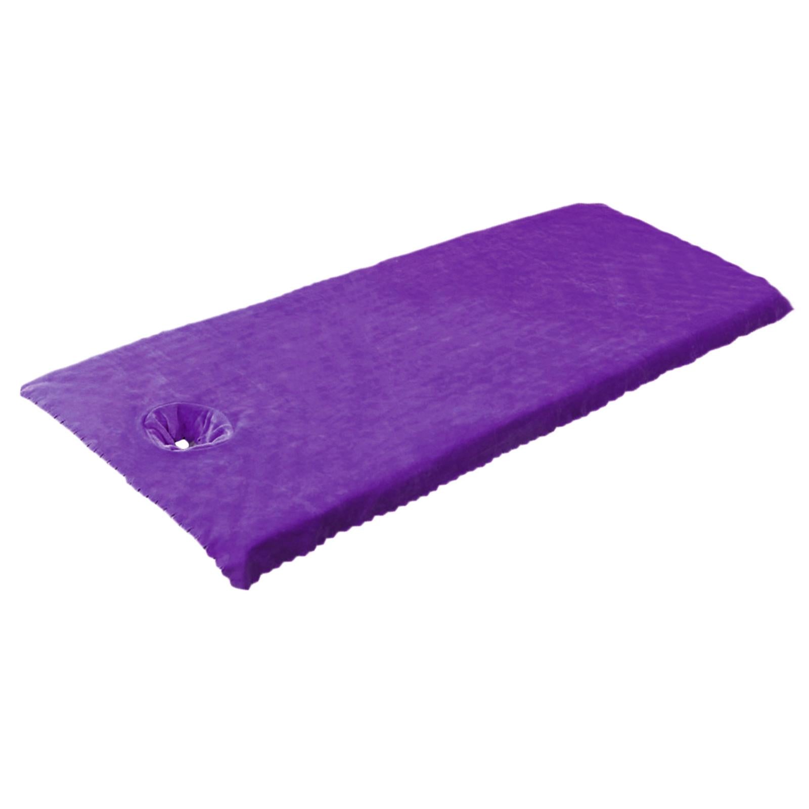 Massage Table Sheet Covers with Face Hole Polyester Fiber for Massage Bed Purple