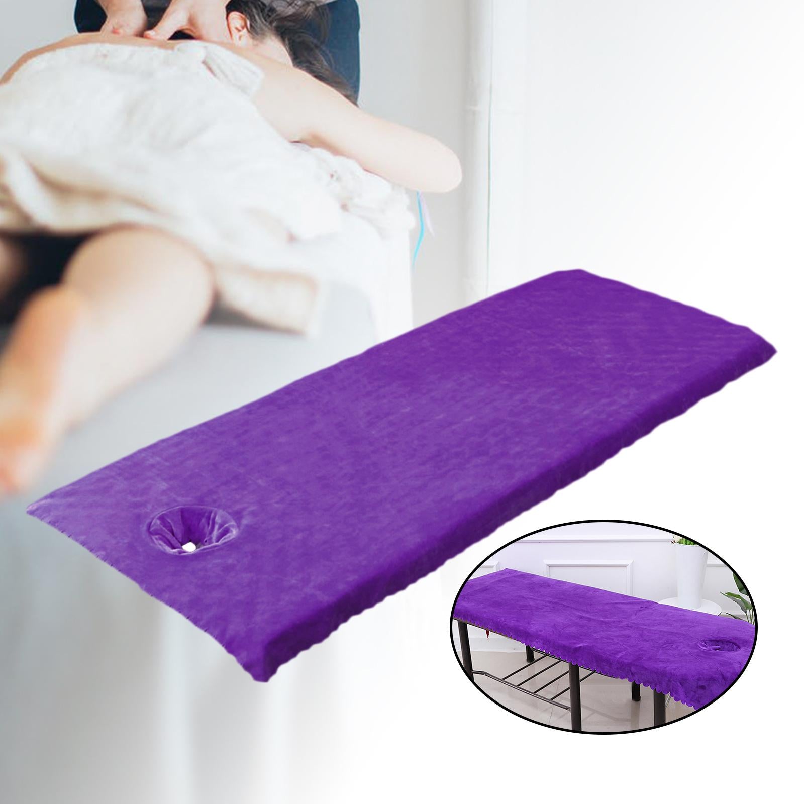 Massage Table Sheet Covers with Face Hole Polyester Fiber for Massage Bed Purple