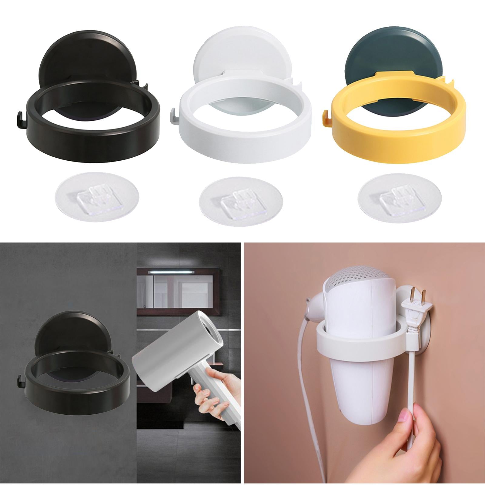Hair Dryer Holder ABS Plastic Wall Mount for Hair Salons Bedroom black