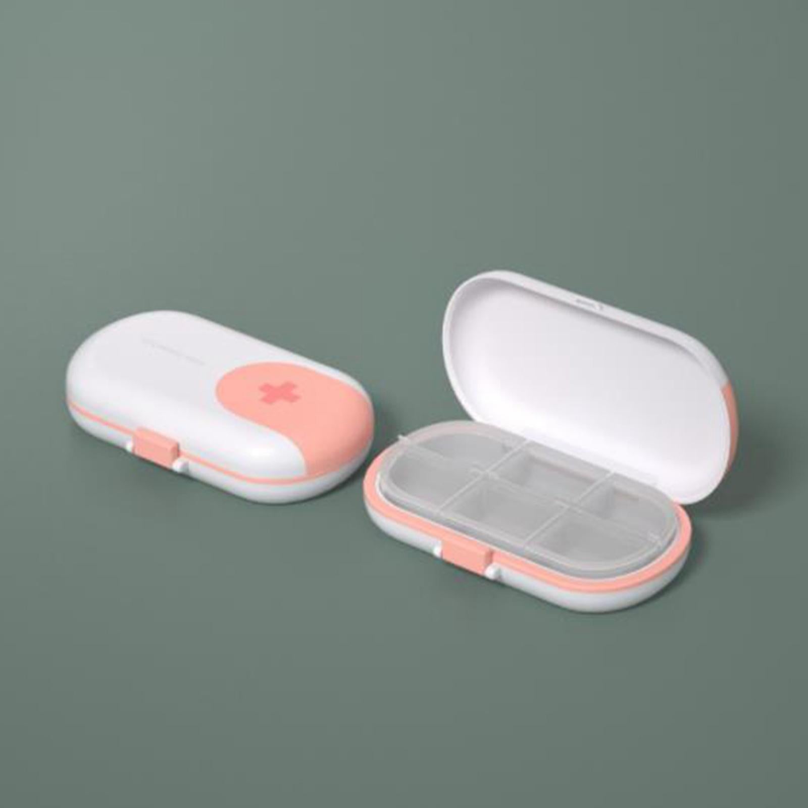 Travel Pill Organizer Moisture Proof Holder for Purse Travel Purse Pocket Pink White