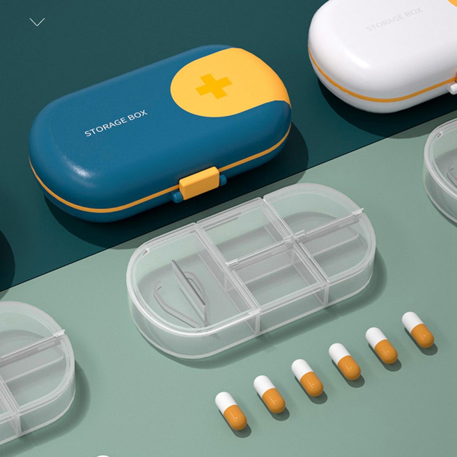 Portable Medicine Storage Box with Pill Cutter for Capsule Travel Elders Green