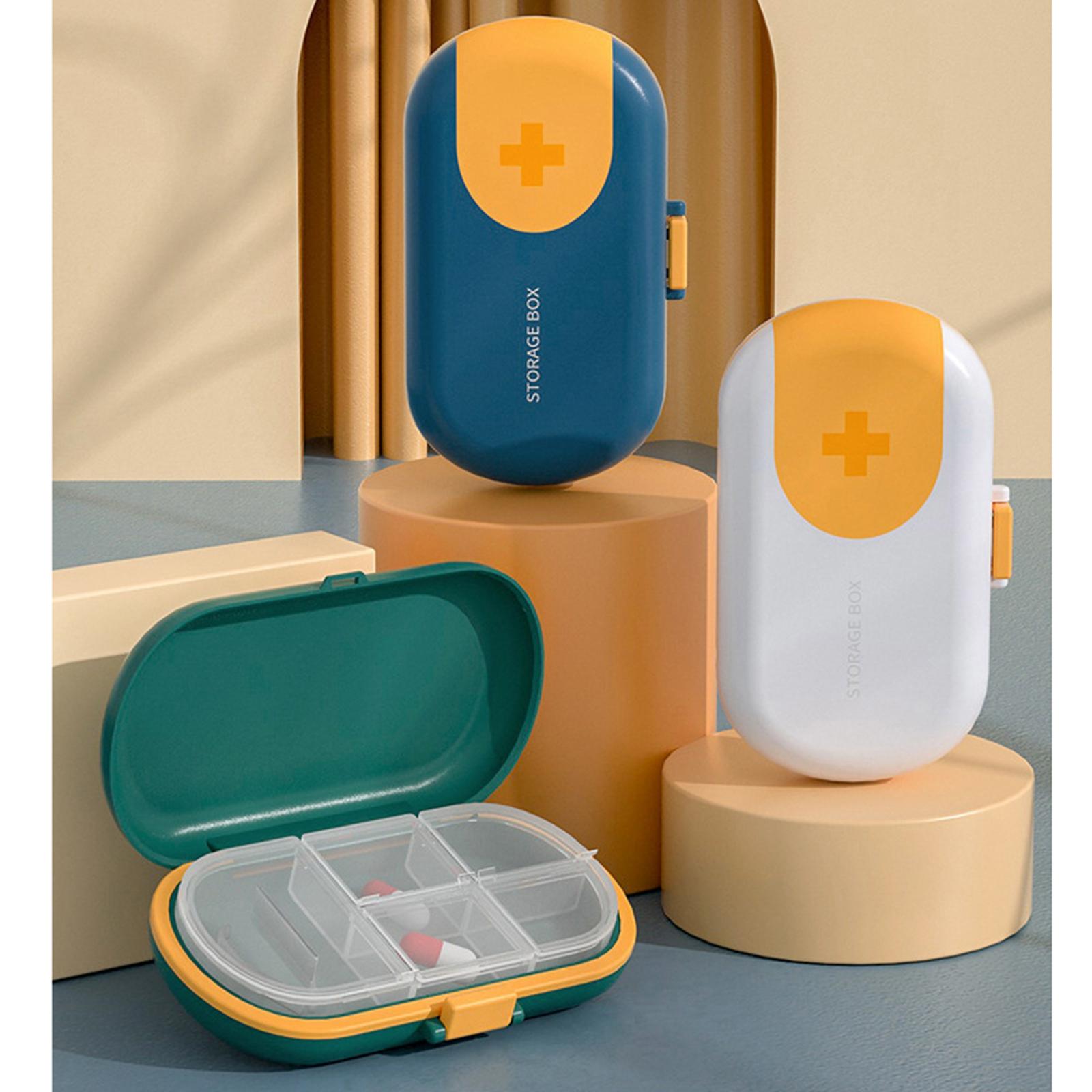 Portable Medicine Storage Box with Pill Cutter for Capsule Travel Elders Green