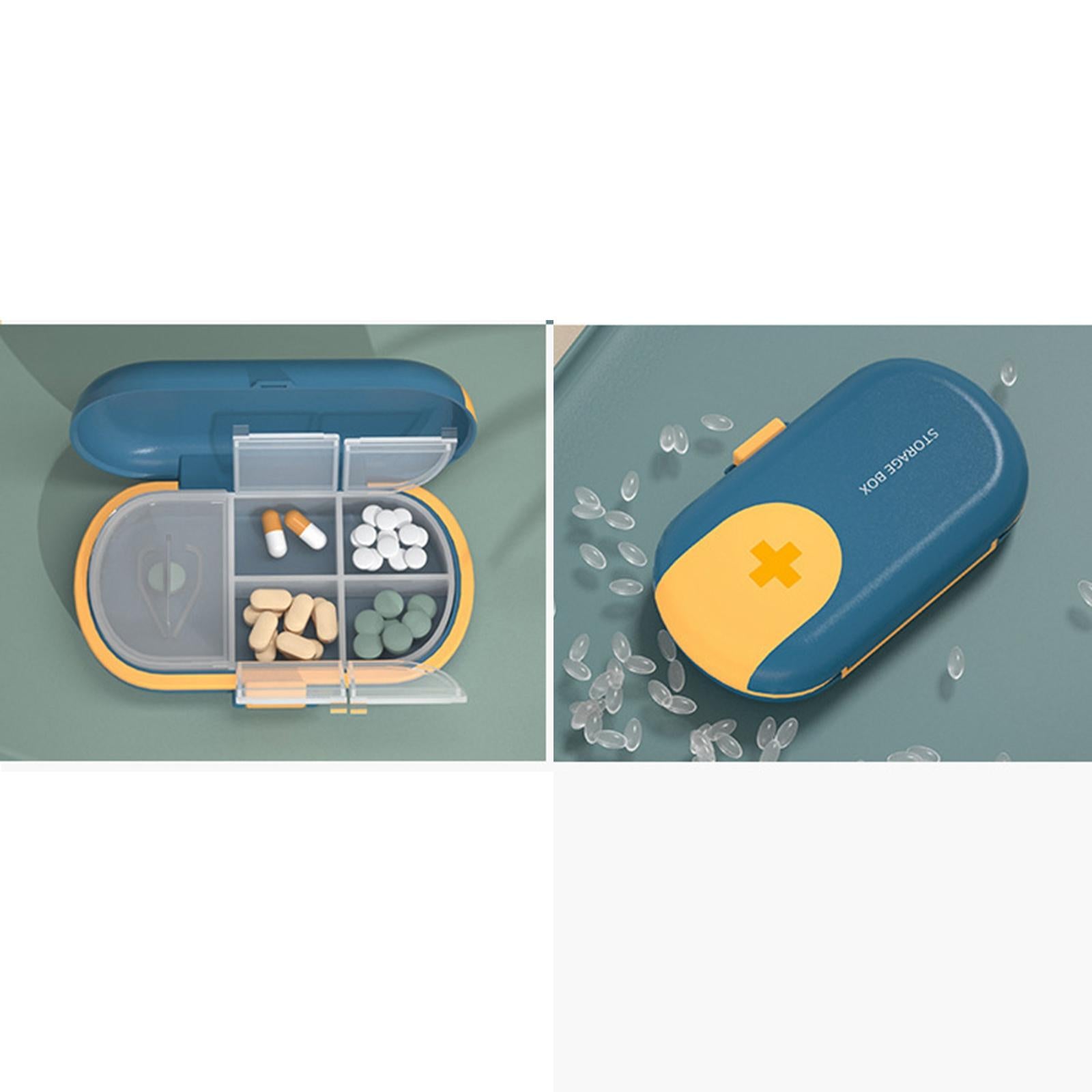 Portable Medicine Storage Box with Pill Cutter for Capsule Travel Elders Green
