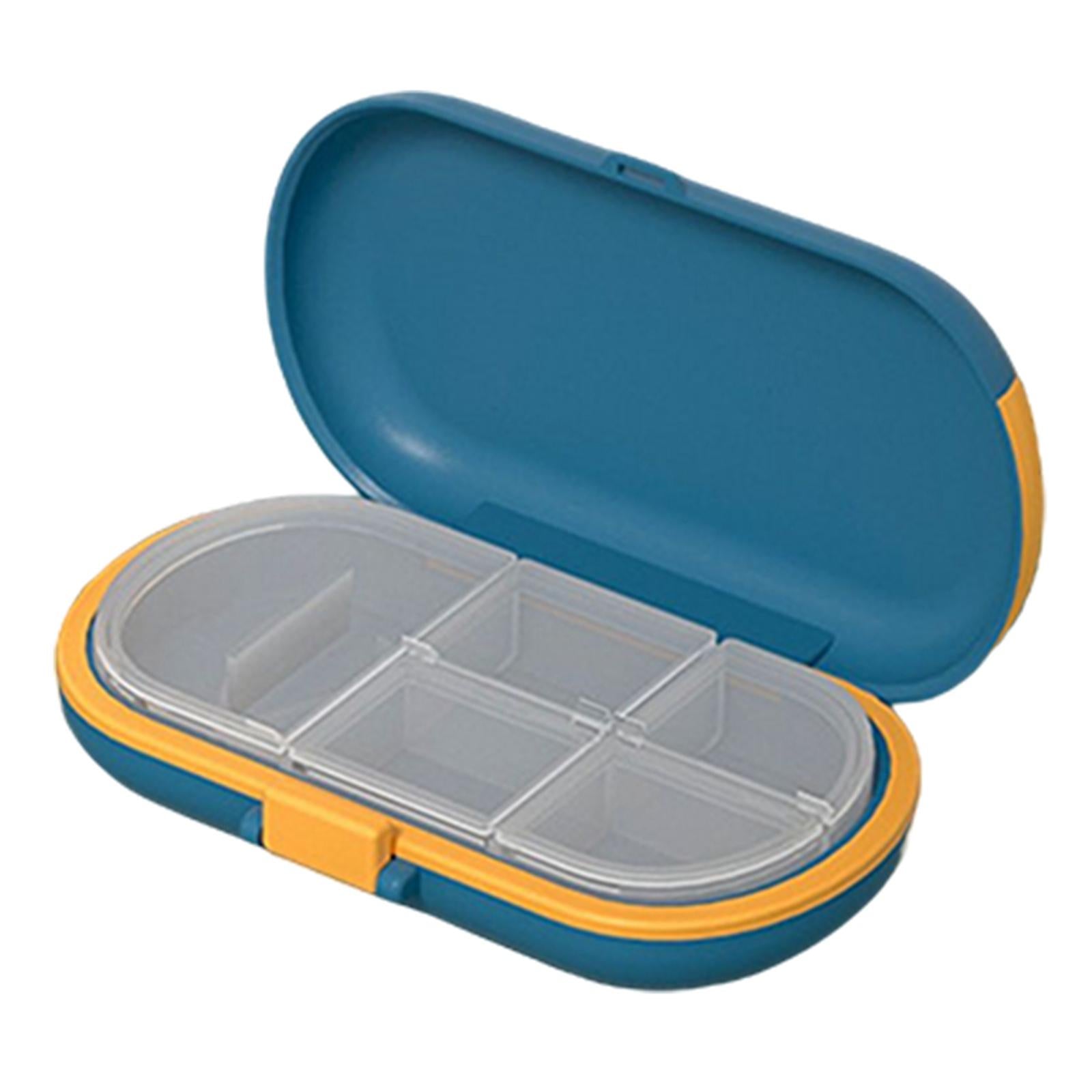 Portable Medicine Storage Box with Pill Cutter for Capsule Travel Elders Blue