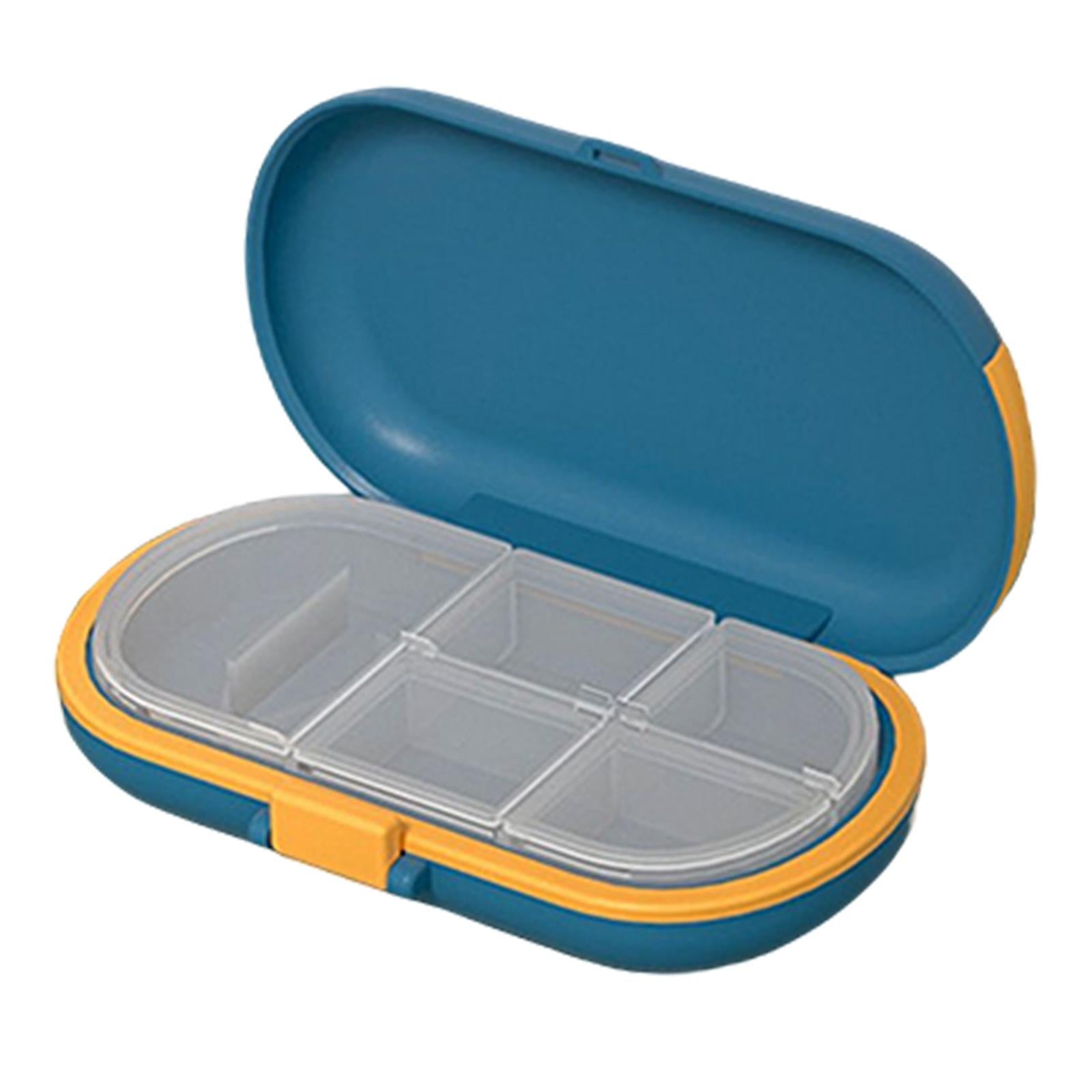 Portable Medicine Storage Box with Pill Cutter for Capsule Travel Elders Blue