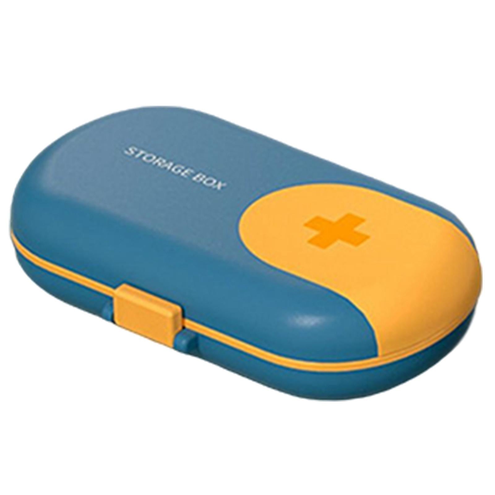 Portable Medicine Storage Box with Pill Cutter for Capsule Travel Elders Blue