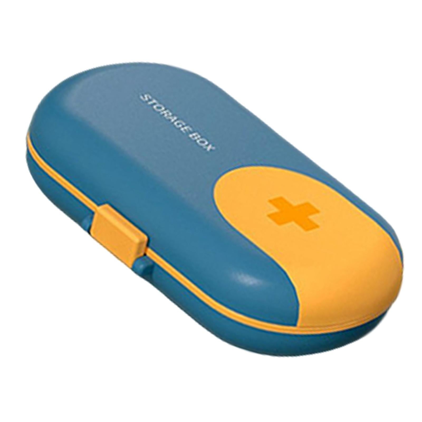 Portable Medicine Storage Box with Pill Cutter for Capsule Travel Elders Blue