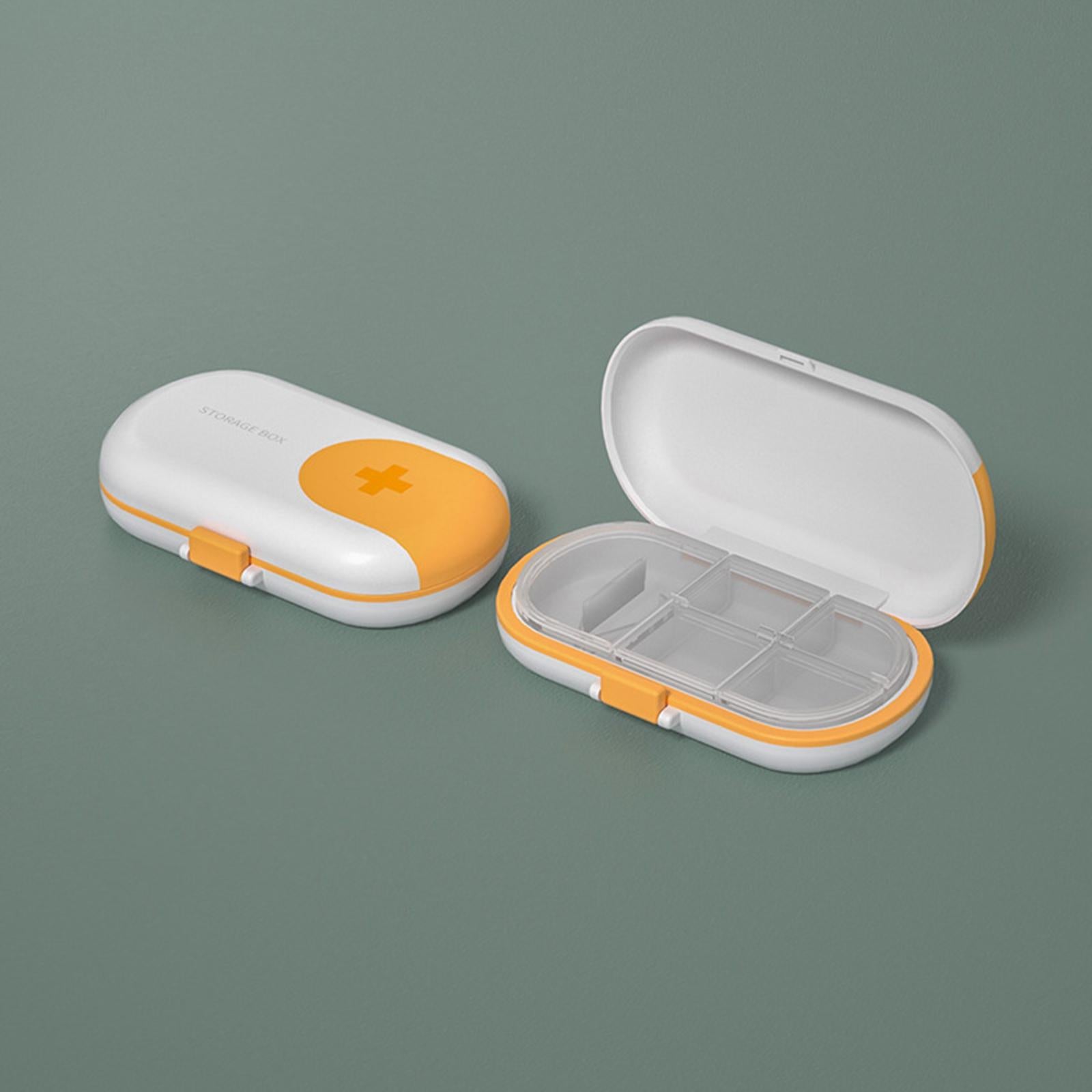 Portable Medicine Storage Box with Pill Cutter for Capsule Travel Elders White