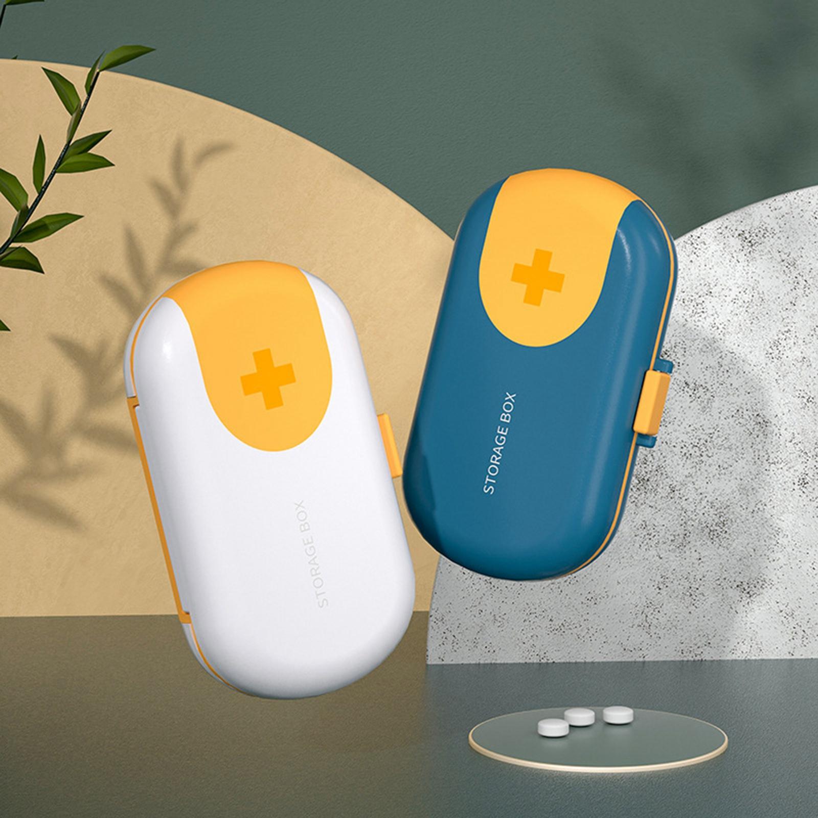 Portable Medicine Storage Box with Pill Cutter for Capsule Travel Elders White