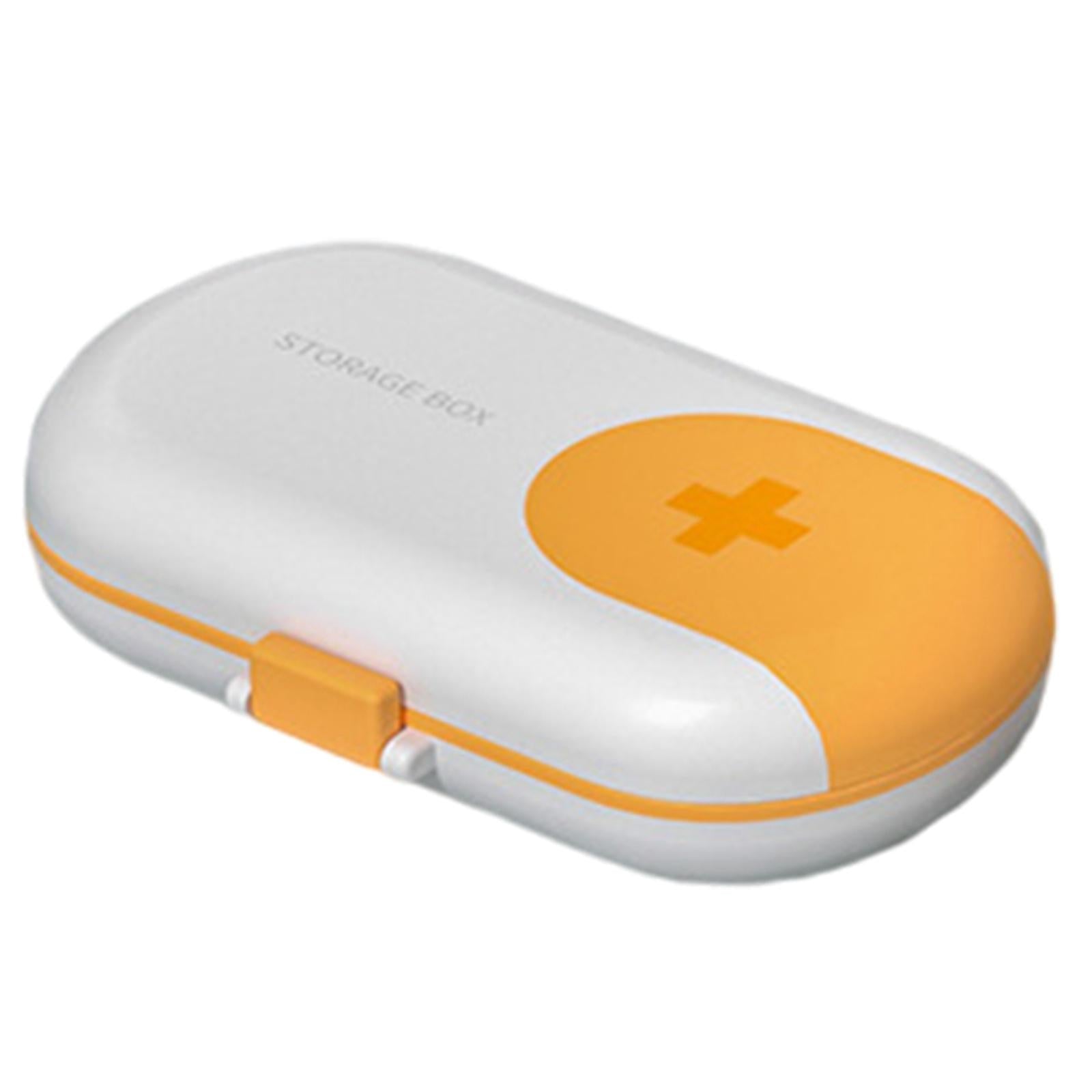 Portable Medicine Storage Box with Pill Cutter for Capsule Travel Elders White
