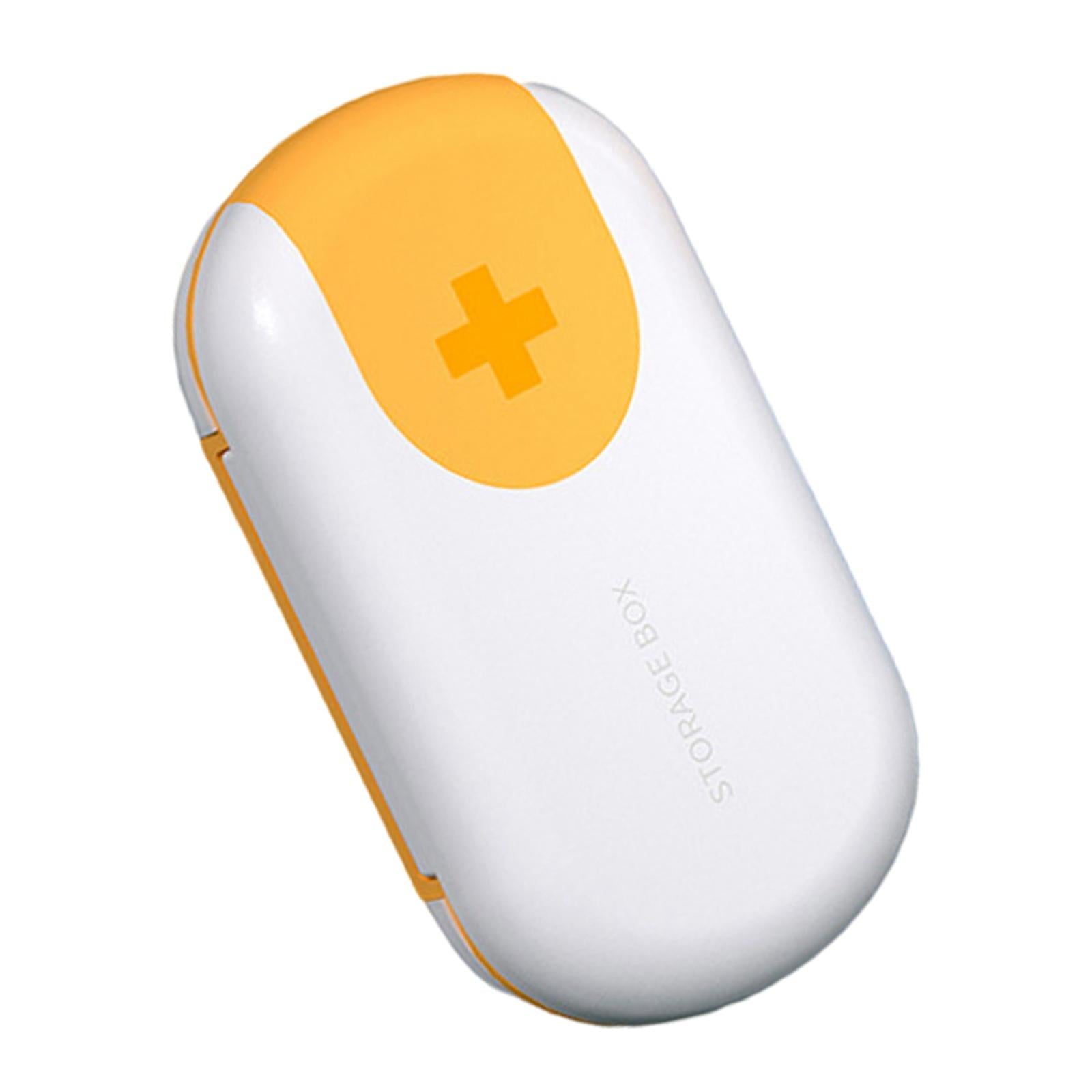 Portable Medicine Storage Box with Pill Cutter for Capsule Travel Elders White