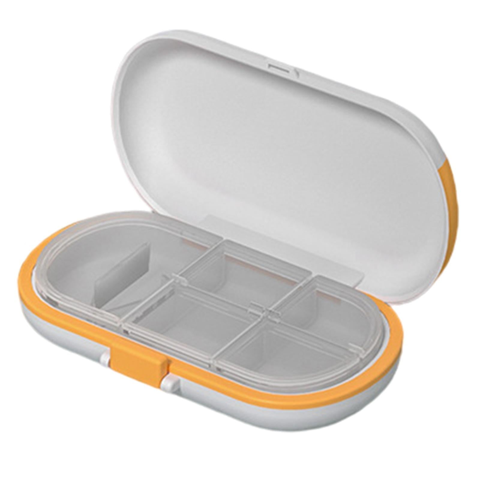 Portable Medicine Storage Box with Pill Cutter for Capsule Travel Elders White