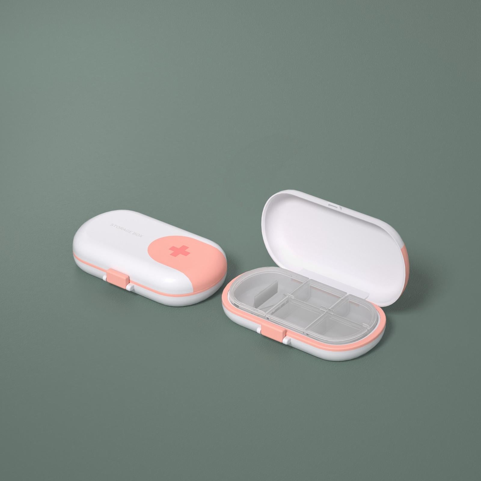 Portable Medicine Storage Box with Pill Cutter for Capsule Travel Elders Yellow Pink