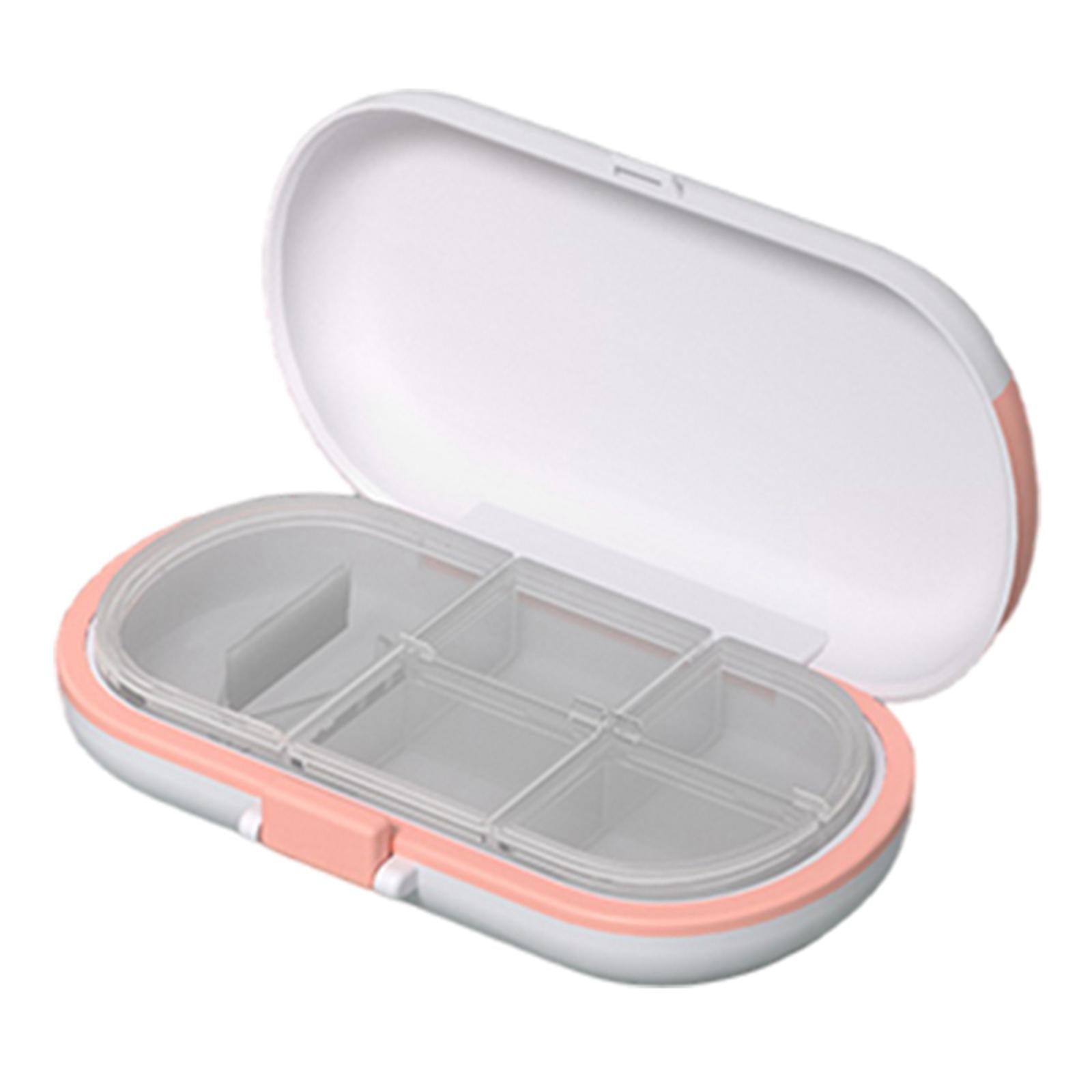 Portable Medicine Storage Box with Pill Cutter for Capsule Travel Elders Yellow Pink