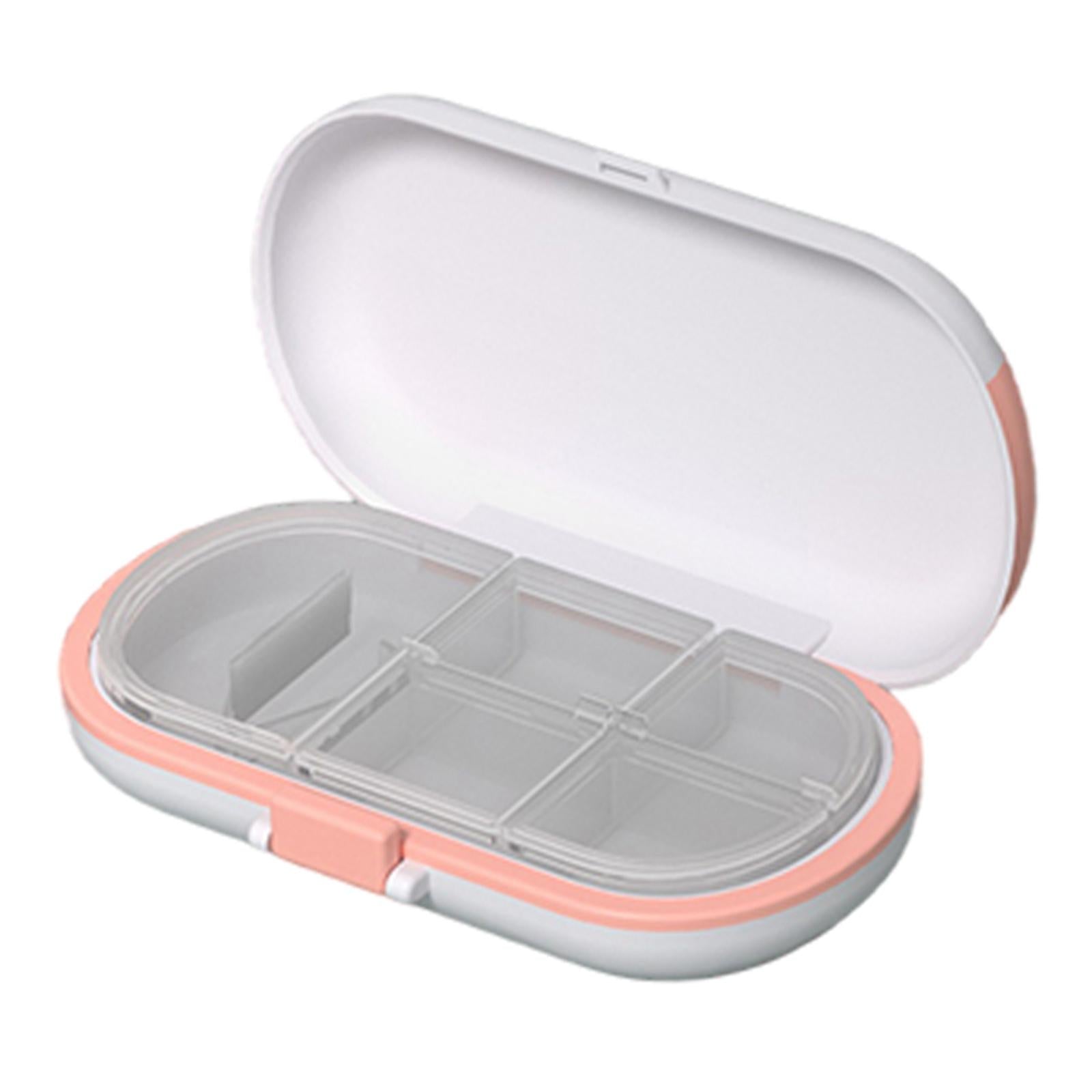 Portable Medicine Storage Box with Pill Cutter for Capsule Travel Elders Yellow Pink