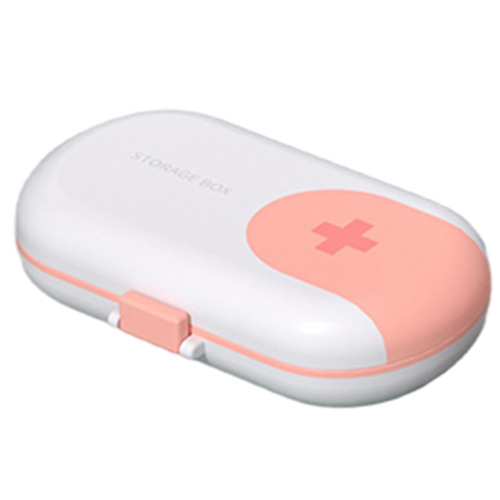 Portable Medicine Storage Box with Pill Cutter for Capsule Travel Elders Yellow Pink