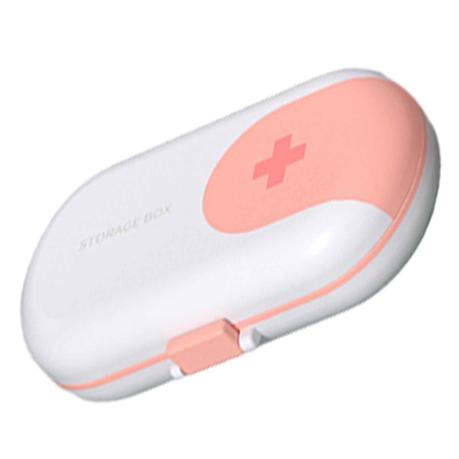 Portable Medicine Storage Box with Pill Cutter for Capsule Travel Elders Yellow Pink