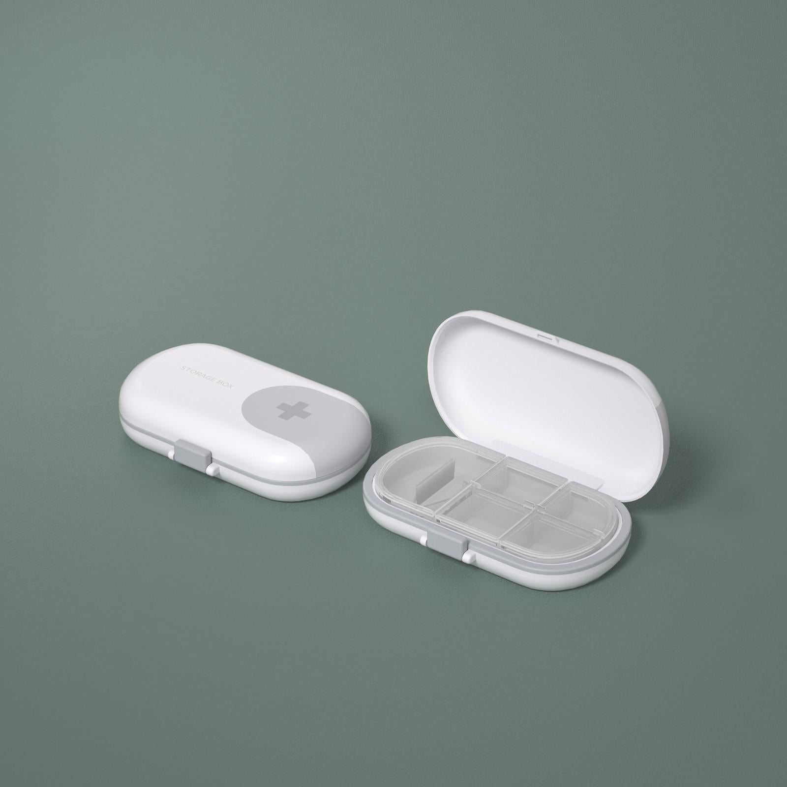 Portable Medicine Storage Box with Pill Cutter for Capsule Travel Elders Gray