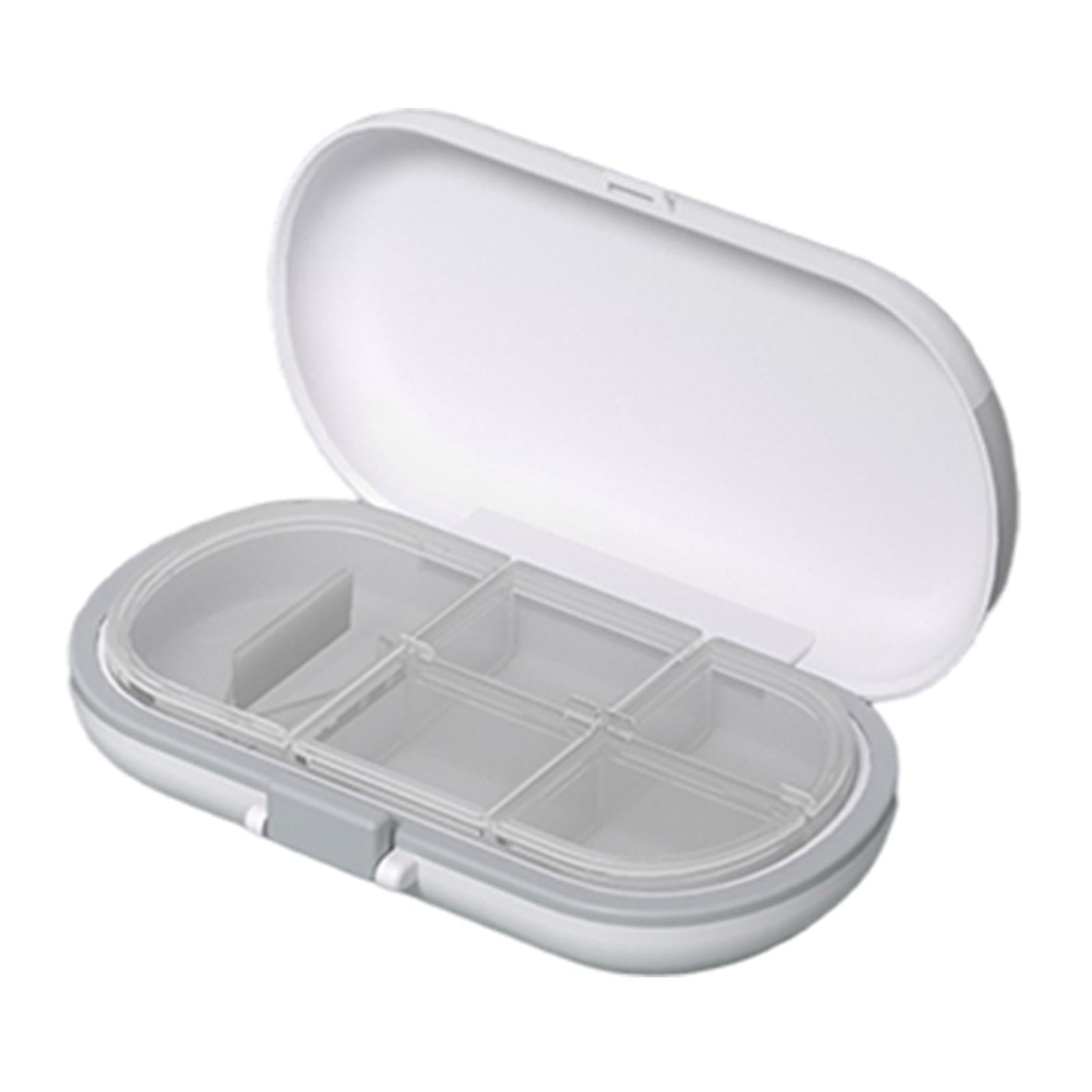 Portable Medicine Storage Box with Pill Cutter for Capsule Travel Elders Gray