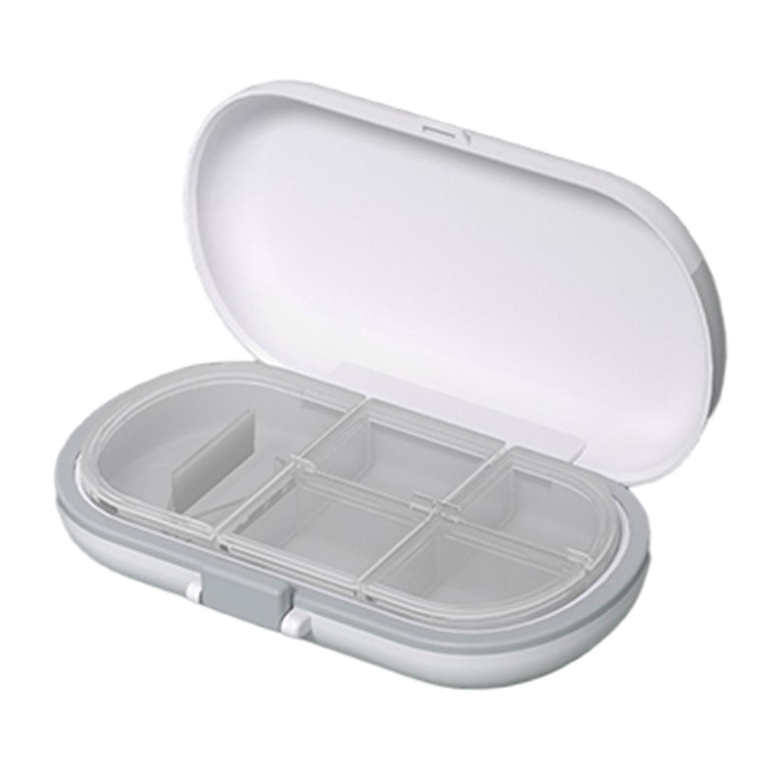 Portable Medicine Storage Box with Pill Cutter for Capsule Travel Elders Gray