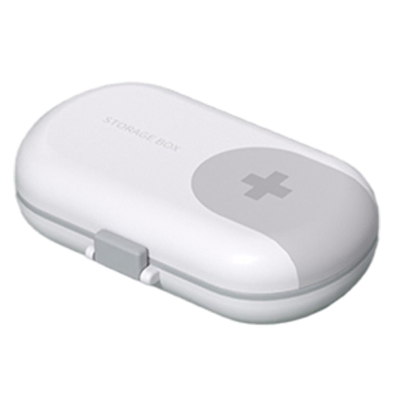 Portable Medicine Storage Box with Pill Cutter for Capsule Travel Elders Gray