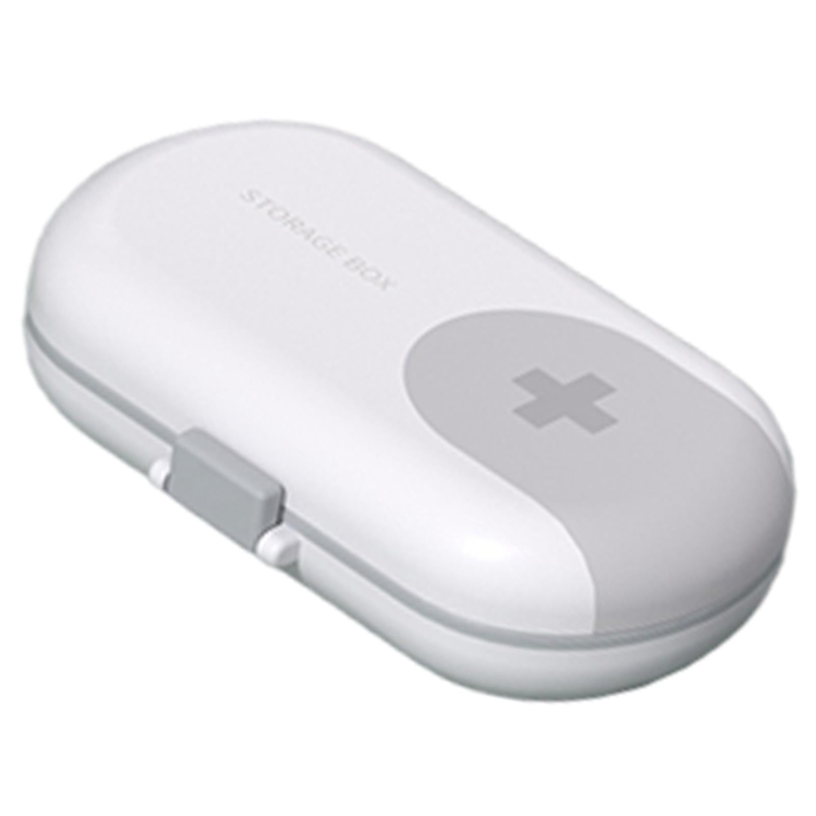 Portable Medicine Storage Box with Pill Cutter for Capsule Travel Elders Gray