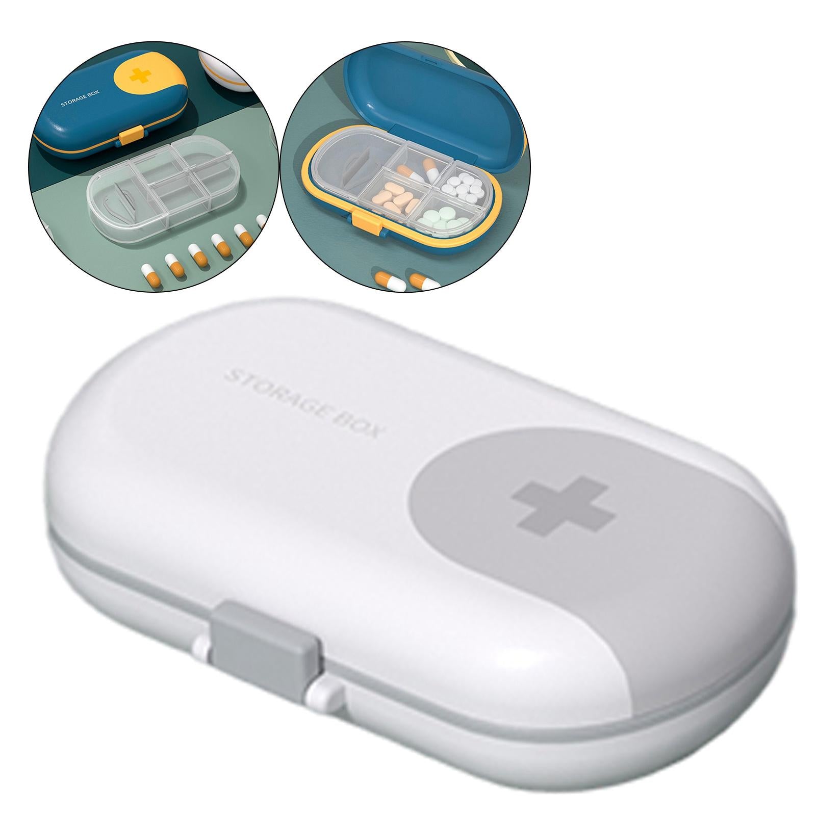 Portable Medicine Storage Box with Pill Cutter for Capsule Travel Elders Gray