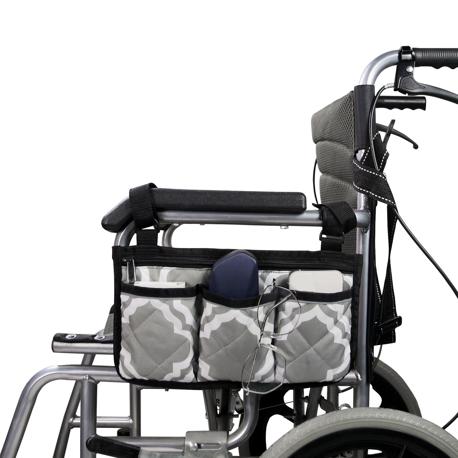 Side Pouch Armrest Rollator Holder Storage Bag for Wheelchair Snacks Parent Gray